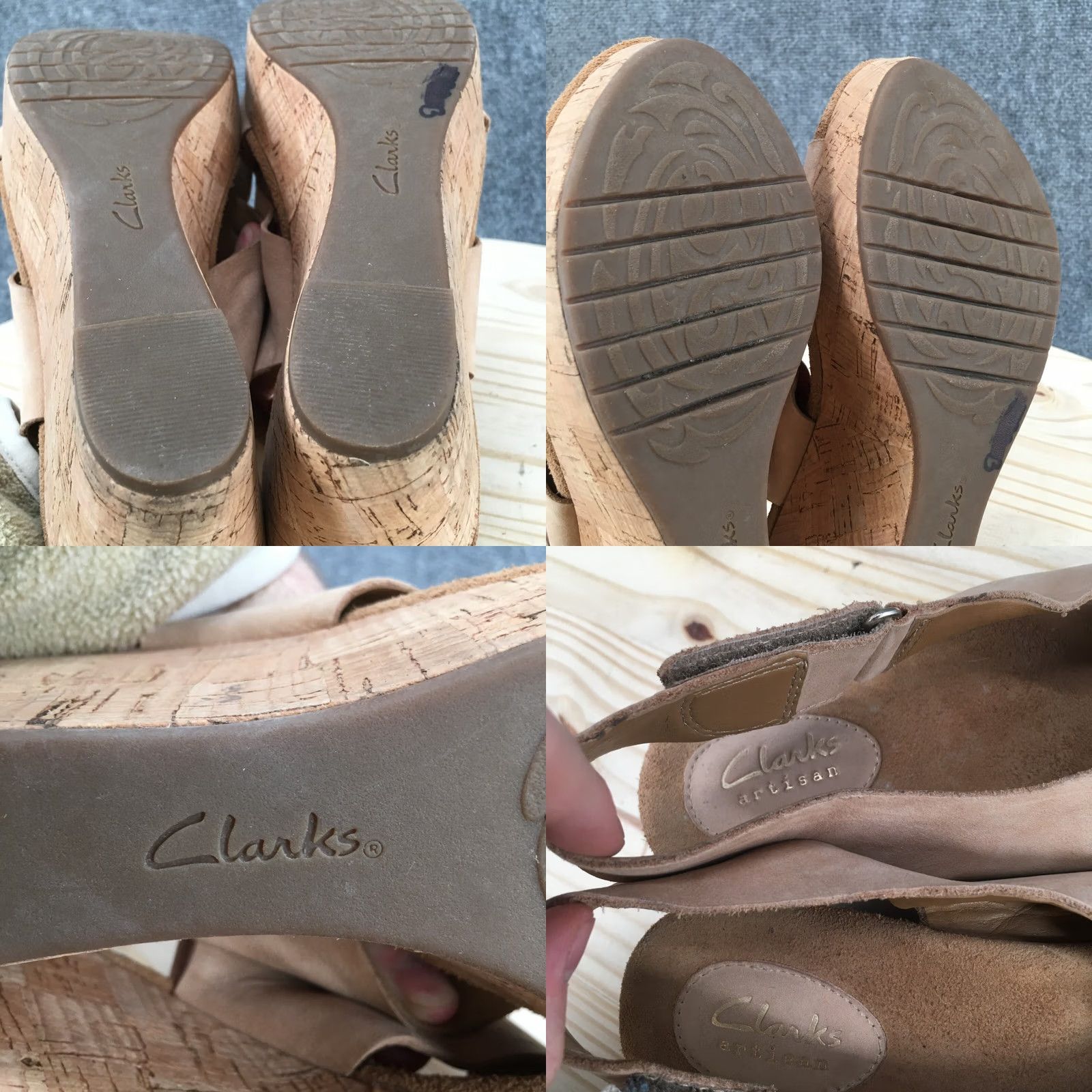 Clarks Clarks Artisan Sandals Womens 11M Beige Leather Strappy Wedge Cork Casual J21245 Size US 11 / IT 41 - 9 Thumbnail
