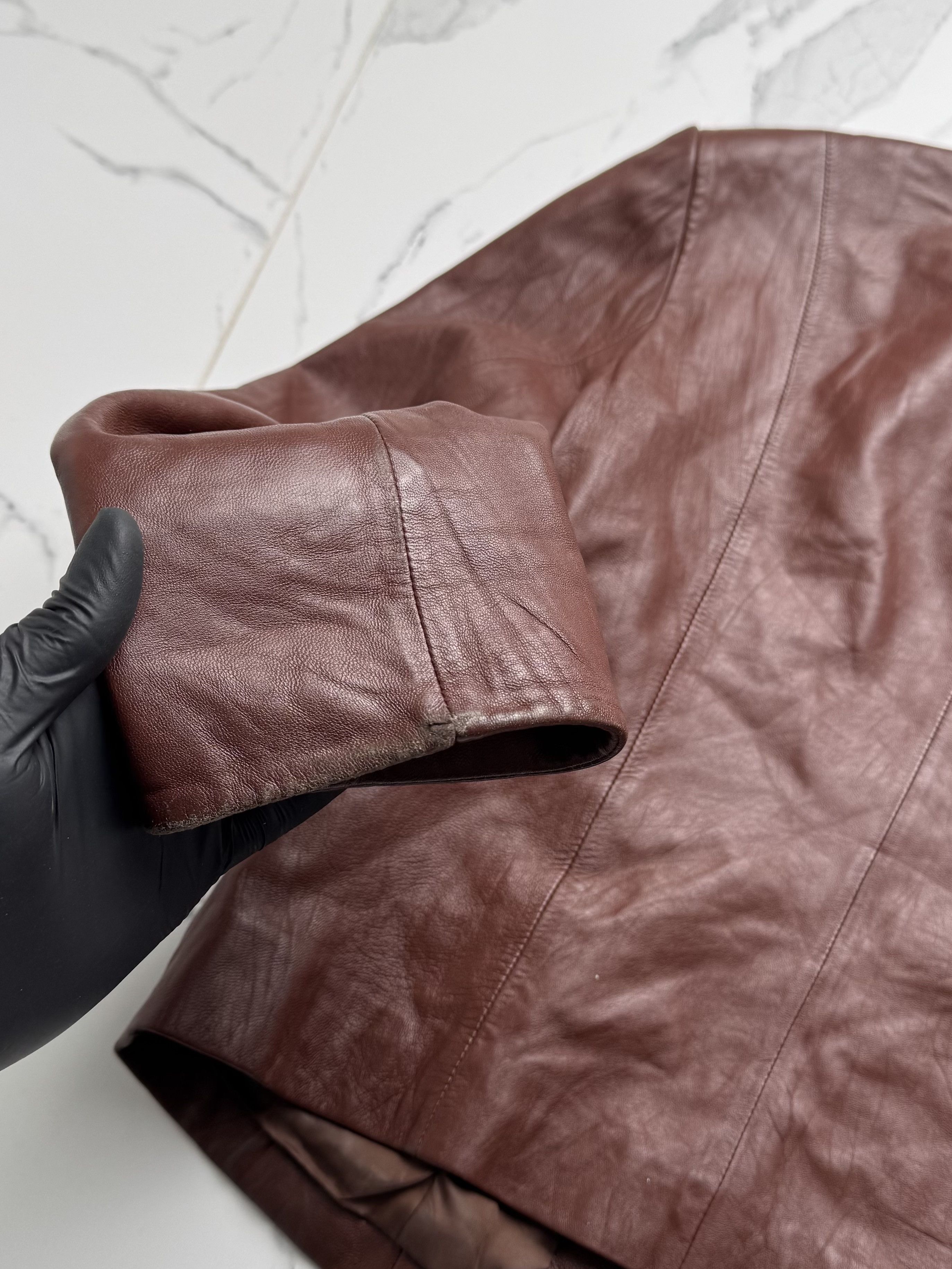 Japanese Brand Vintage Women's Brown Leather Jacket Zip Up Fitted Classic Size M / US 6-8 / IT 42-44 - 13 Thumbnail