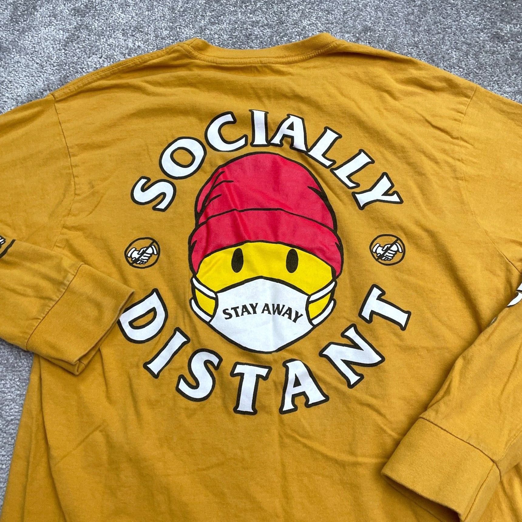 Vintage Eighty Eight Graphic T-Shirt Mens Large Yellow Socially Distant Long Sleeve Top Size L / US 10 / IT 46 - 4 Thumbnail