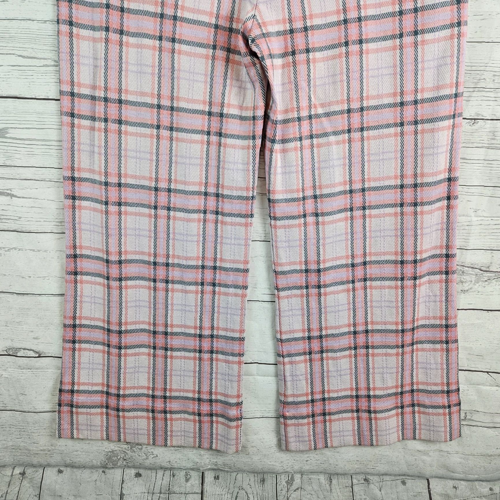 Vintage Cabi Womens Playdate Crop Wide-Leg Pants Sz Medium Pink Plaid High Rise Size 32" / US 10 / IT 46 - 5 Thumbnail