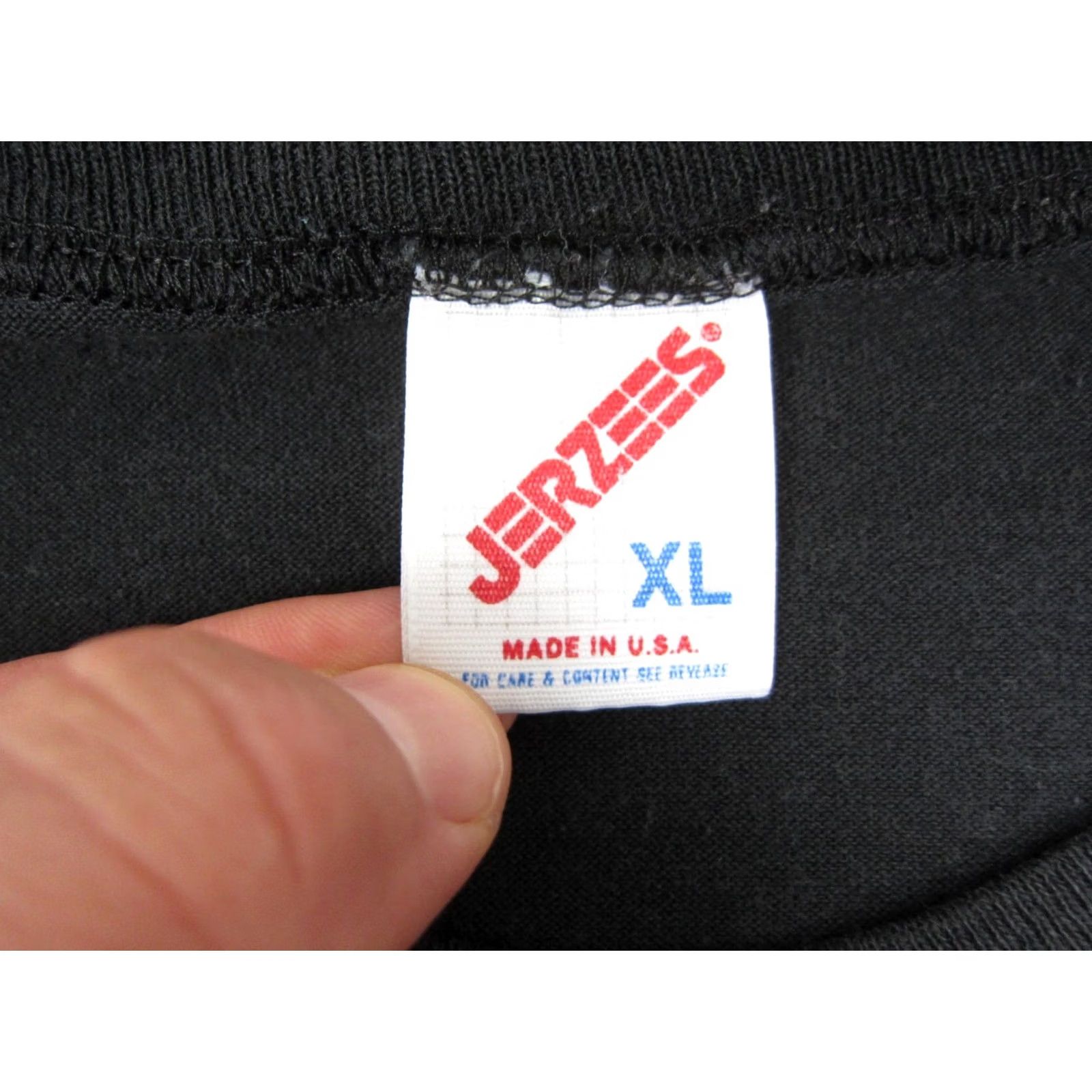 Jerzees VINTAGE Jerzees Shirt XL Mens Black 90s USA Crew Neck Short Sleeve T-Shirt Size US XL / EU 56 / 4 - 4 Thumbnail