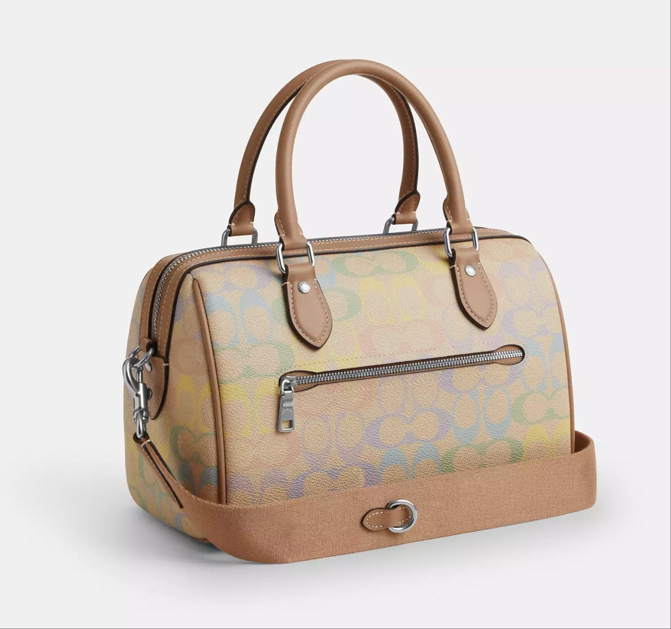 Coach Rowan Satchel Bag In Rainbow Signature Canvas CDA90 Size ONE SIZE - 12 Thumbnail