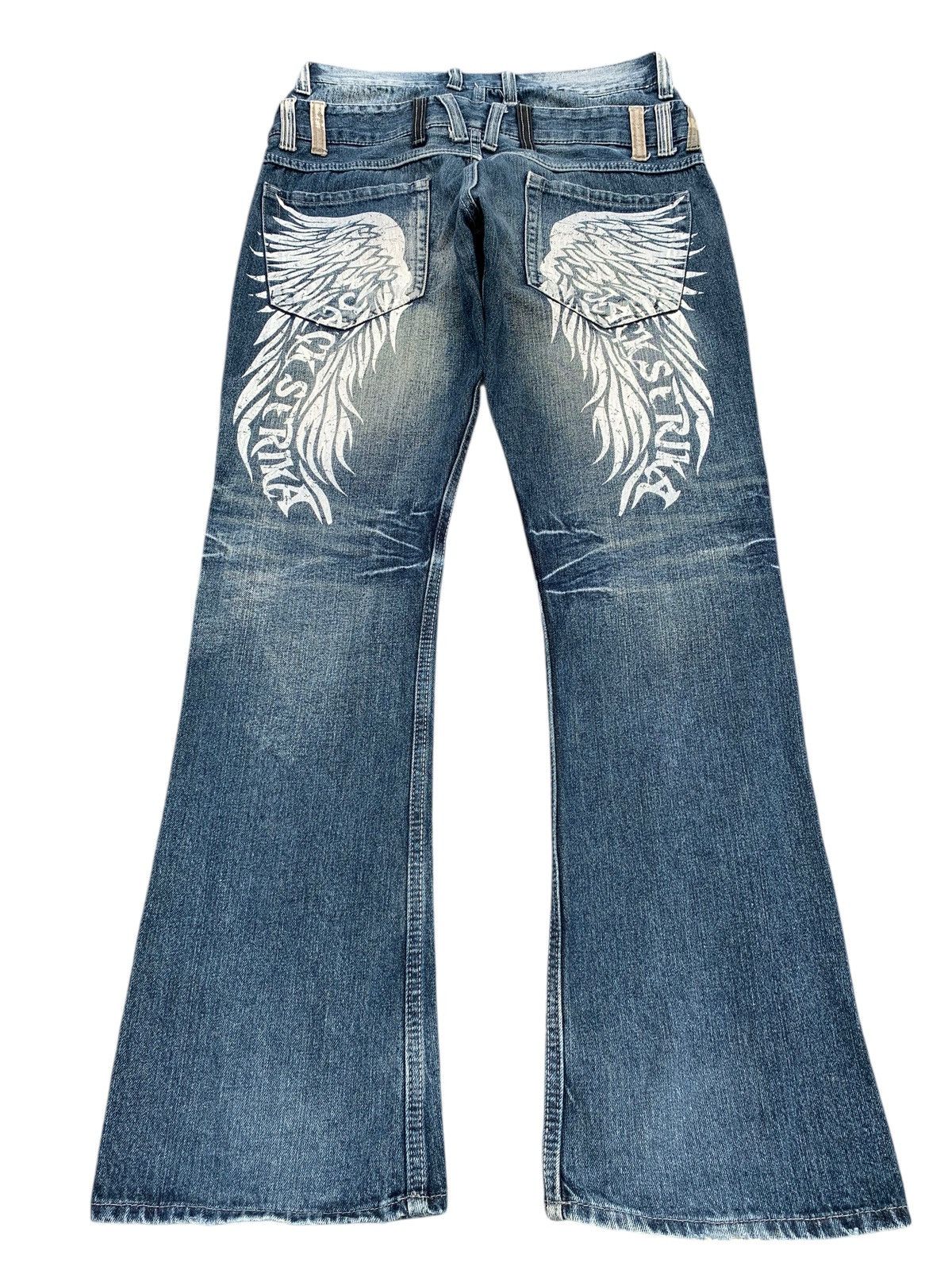 Tornado Mart FLARE JACK SERIKA DOUBLE WAIST WING PUNK DISTRESSED DENIM Size US 32 / EU 48 - 4 Thumbnail