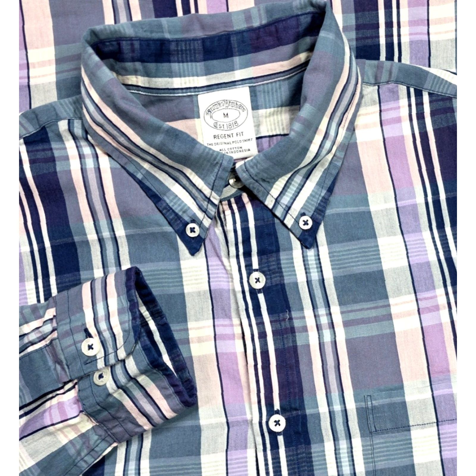 Brooks Brothers Brooks Brothers Button-Up Regent Shirt M Multicolor Plaid Long Sleeve OCBD, Regular Fit, Cotton, Supima, Logo, Embroidered, Button-Down Collar, Mens Size US M / EU 48-50 / 2 - 2 Thumbnail