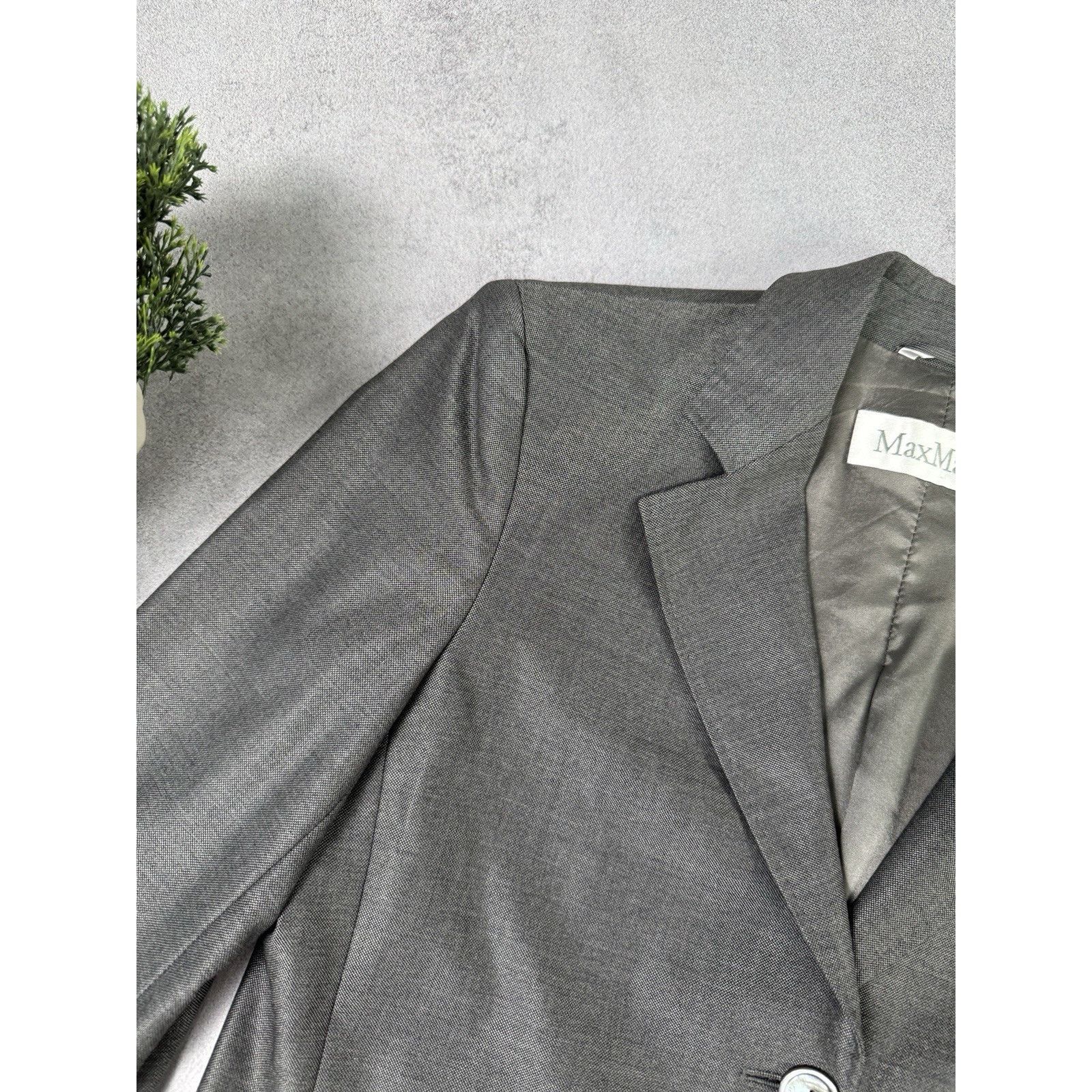 Max Mara Max Mara Women Blazer Jacket Grey IT 42; US 8 Wool/Silk Size M / US 6-8 / IT 42-44 - 4 Thumbnail
