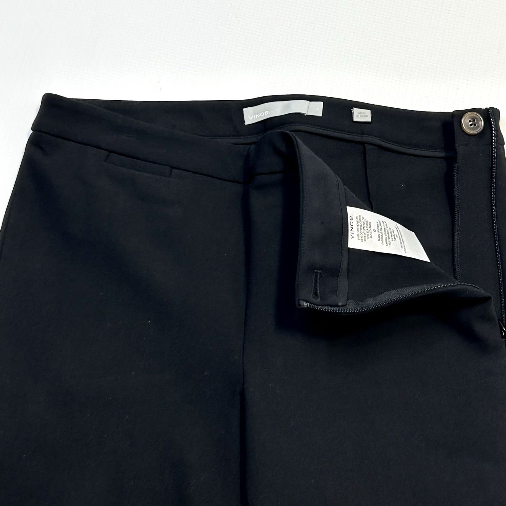 Vince Vince Dress Pants Womens Size 6 Side Zip Black Cotton Nylon Blend Pockets Size 28" / US 6 / IT 42 - 5 Thumbnail