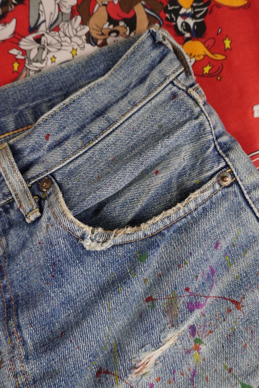 Levi's Vintage Clothing VTG Levi's 502 Big E JAPAN Made Painted Splash Distressed Size US 32 / EU 48 - 7 Thumbnail