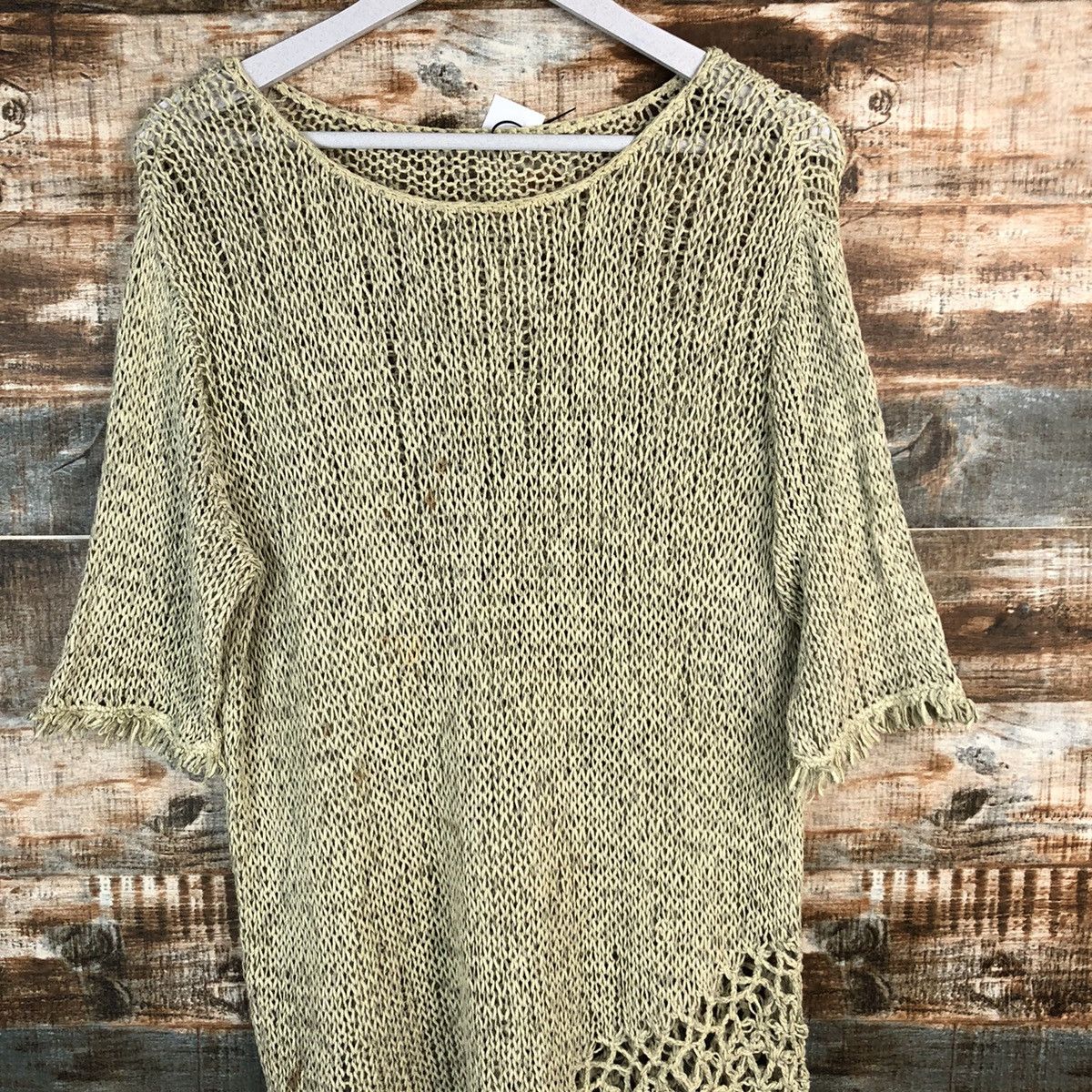 Designer × Homespun Knitwear × Japanese Brand Christian Aujard crochet japan Green Knitwear #A1657 Size XL / US 12-14 / IT 48-50 - 5 Thumbnail