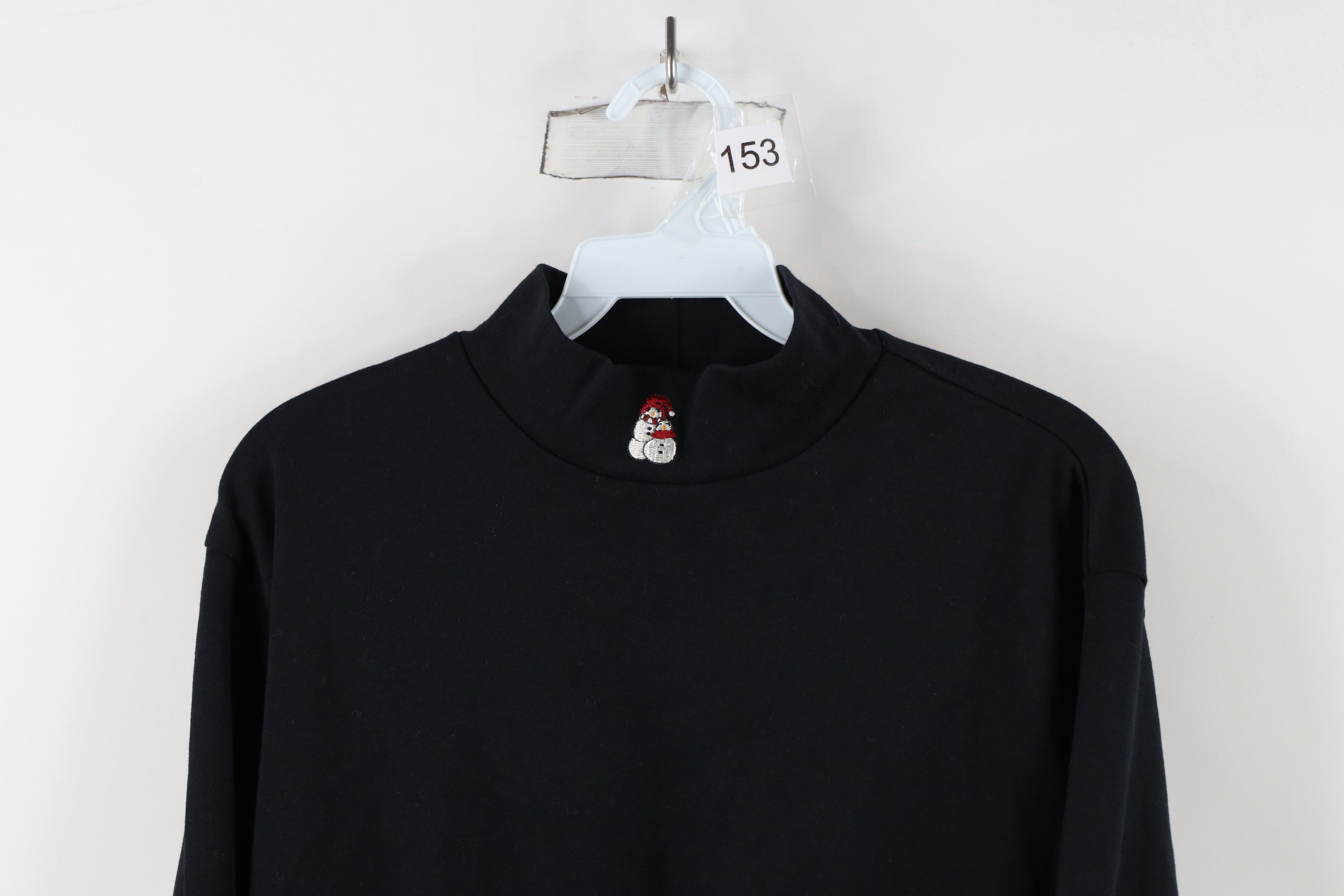 Vintage × Woolrich Woolen Mills Vintage 90s Woolrich Snowman Mock Neck T-Shirt Black Cotton Size XL / US 12-14 / IT 48-50 - 2 Thumbnail