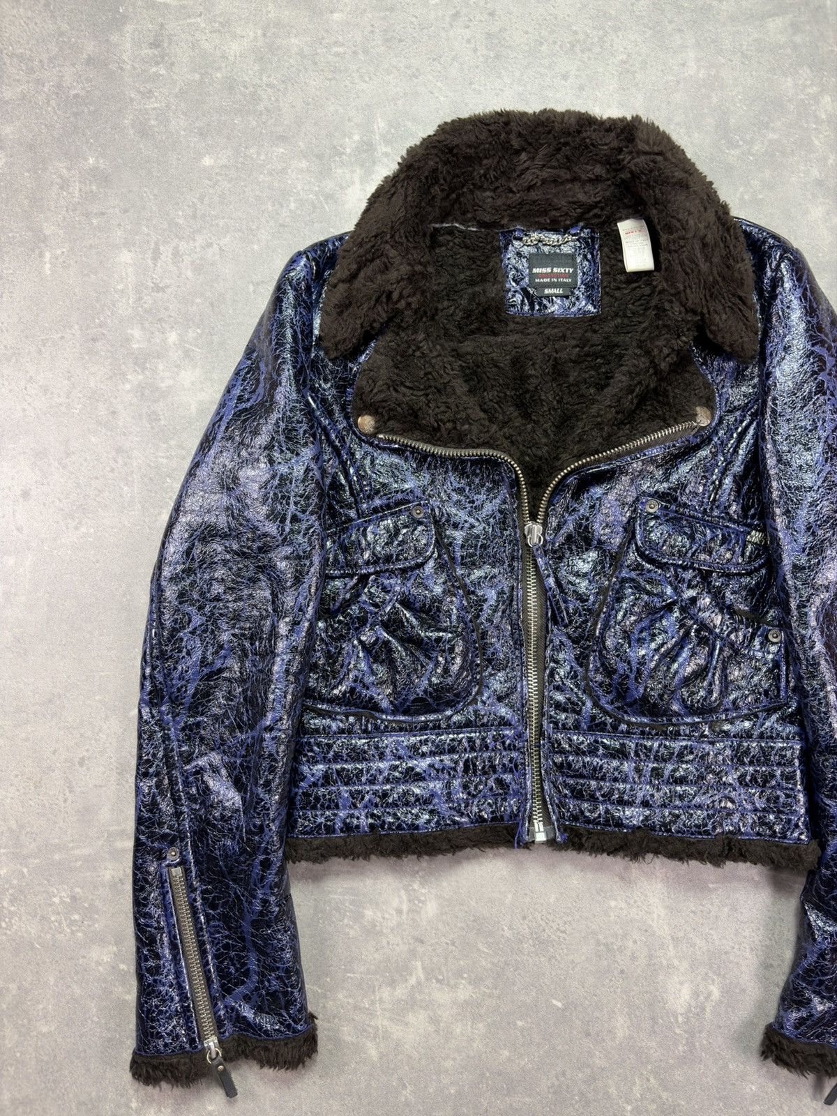 Miss Sixty 00s Miss Sixty Faux Fur Lined Shirt Cropped Biker Jacket S Size S / US 4 / IT 40 - 3 Thumbnail