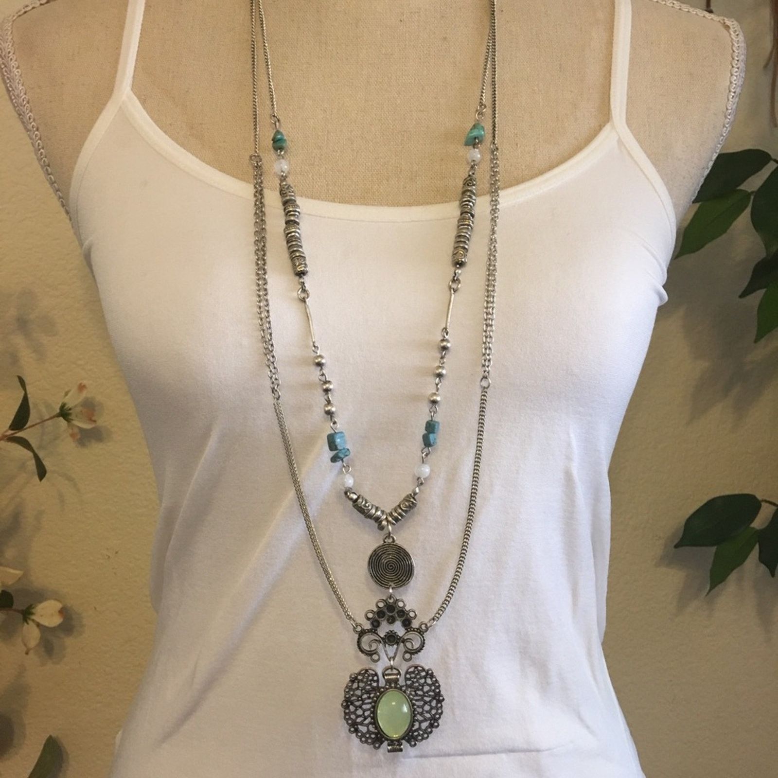 Jewelry Mayan look double strand amulet stone necklace Size ONE SIZE - 1 Thumbnail