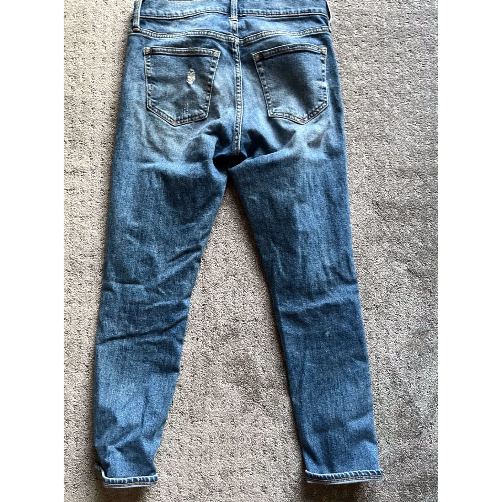 Gap Gap Jeans 1969 Womens Mid Rise Straight Distressed Stone Wash Blue Denim Size 26" / US 2 / IT 38 - 3 Thumbnail
