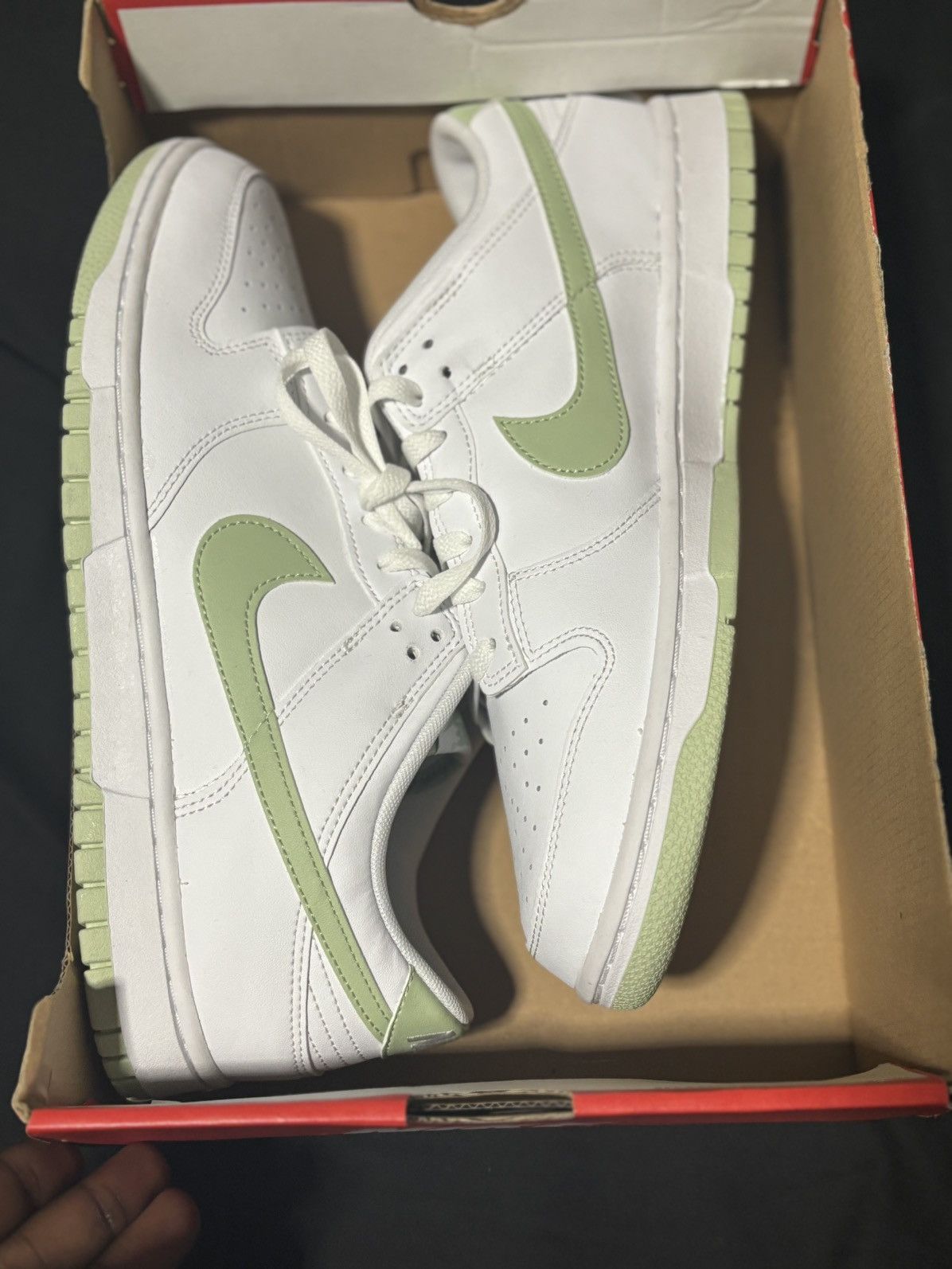 image of Nike Dunk Low Honeydew Shoes in White, Men's (Size 11)