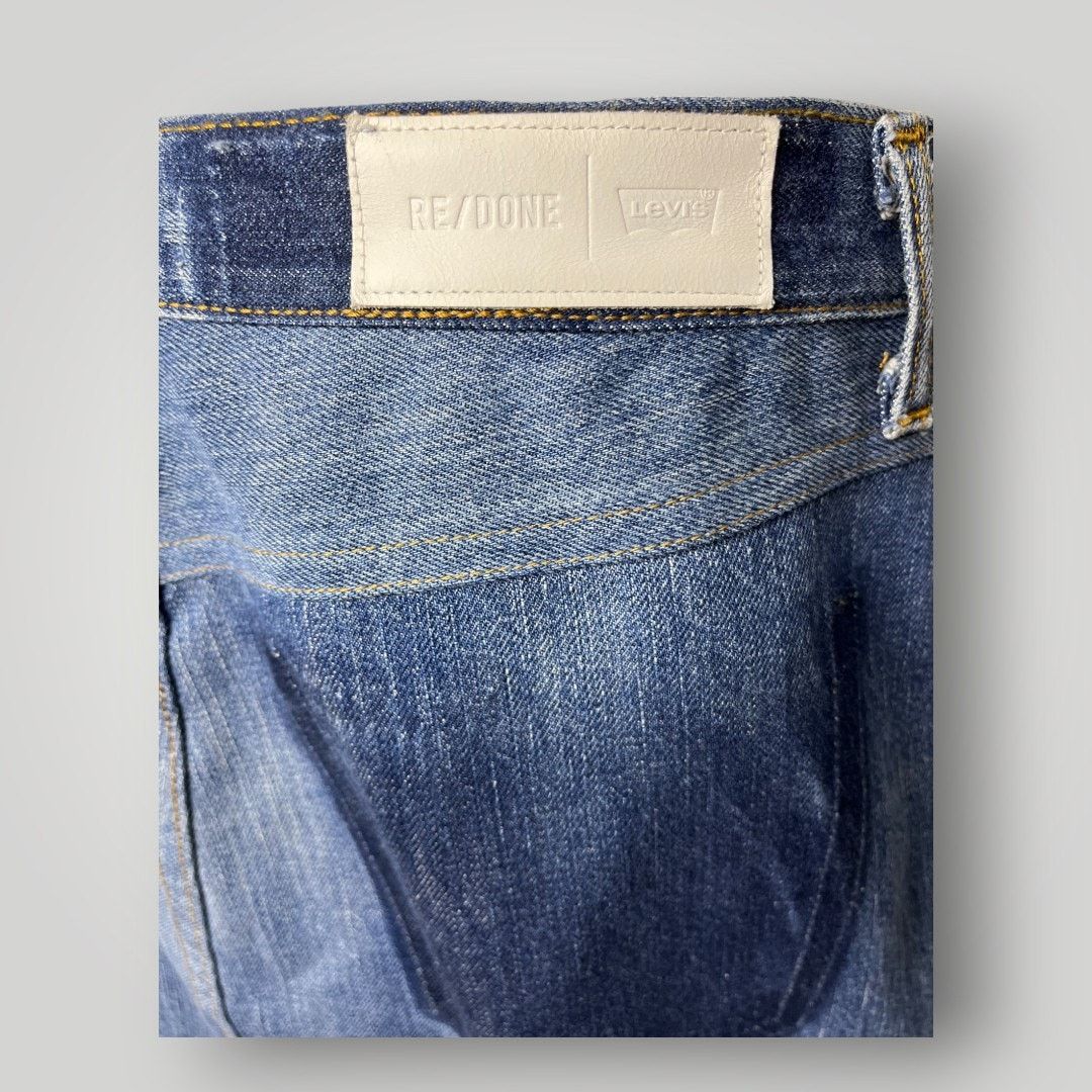 RE/DONE RE/DONE Levi’s Denim Mini Skirt Button Front Raw Hem Size 30" / US 8 / IT 44 - 5 Thumbnail