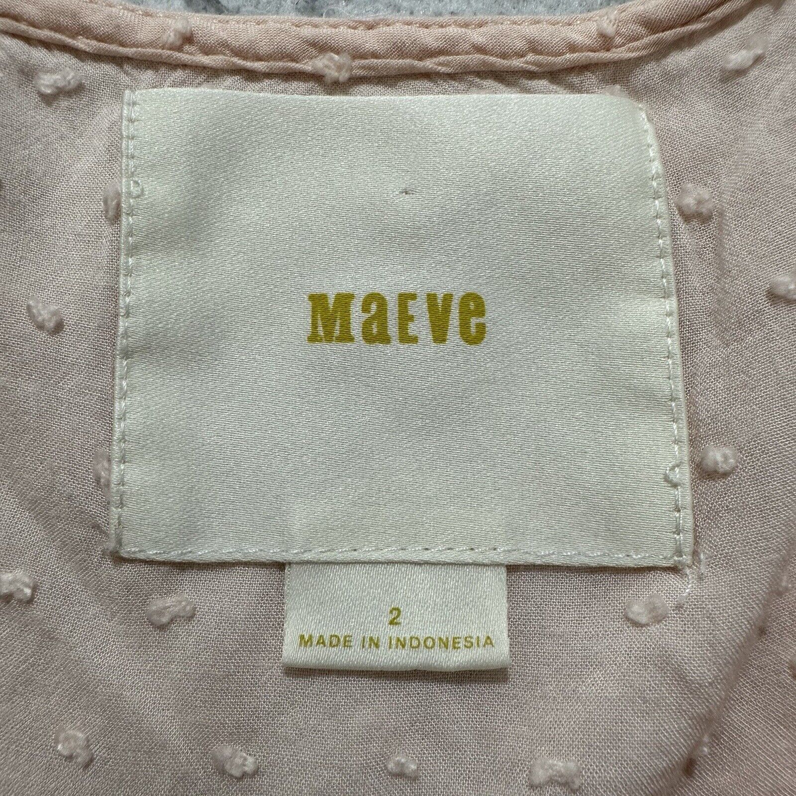 Other Anthropologie Maeve 2 Flutter Sleeve Pink Swiss Dot Scallop Size XS / US 0-2 / IT 36-38 - 3 Thumbnail
