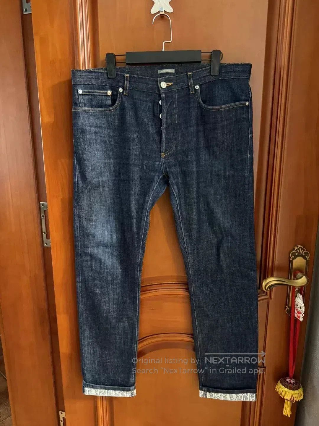 Dior Dior Dark Blue Logo Print Denim Pants. Size 33" - 1 Thumbnail