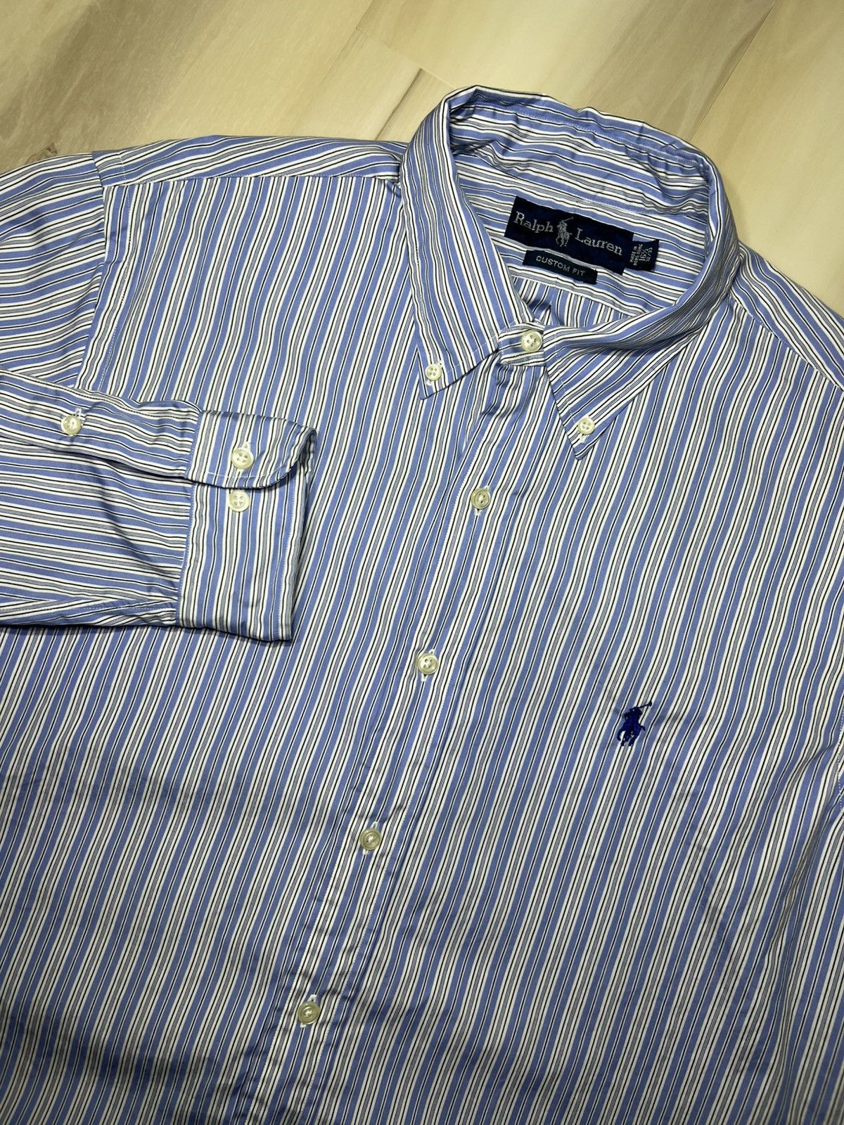 Polo Ralph Lauren Polo Ralph Lauren Button Down 16.5-32/33 Striped Blue Custom Size US L / EU 52-54 / 3 - 1 Thumbnail