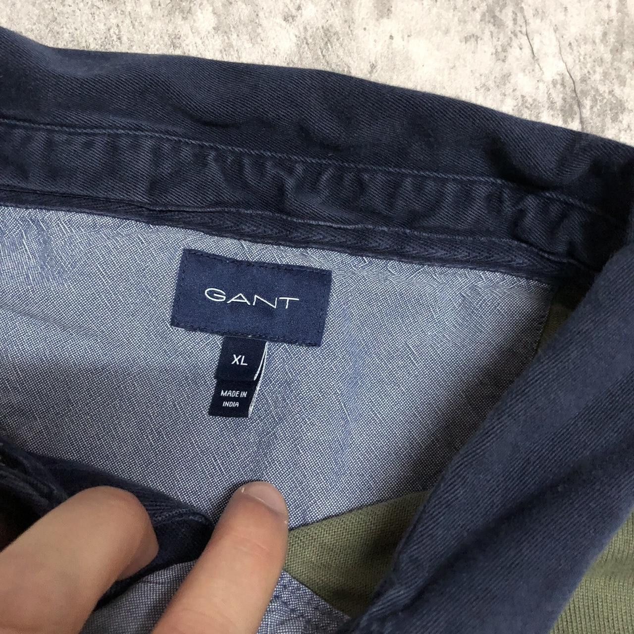 Gant GANT green long sleeve shirt with navy collar #GANT Size US XL / EU 56 / 4 - 3 Thumbnail