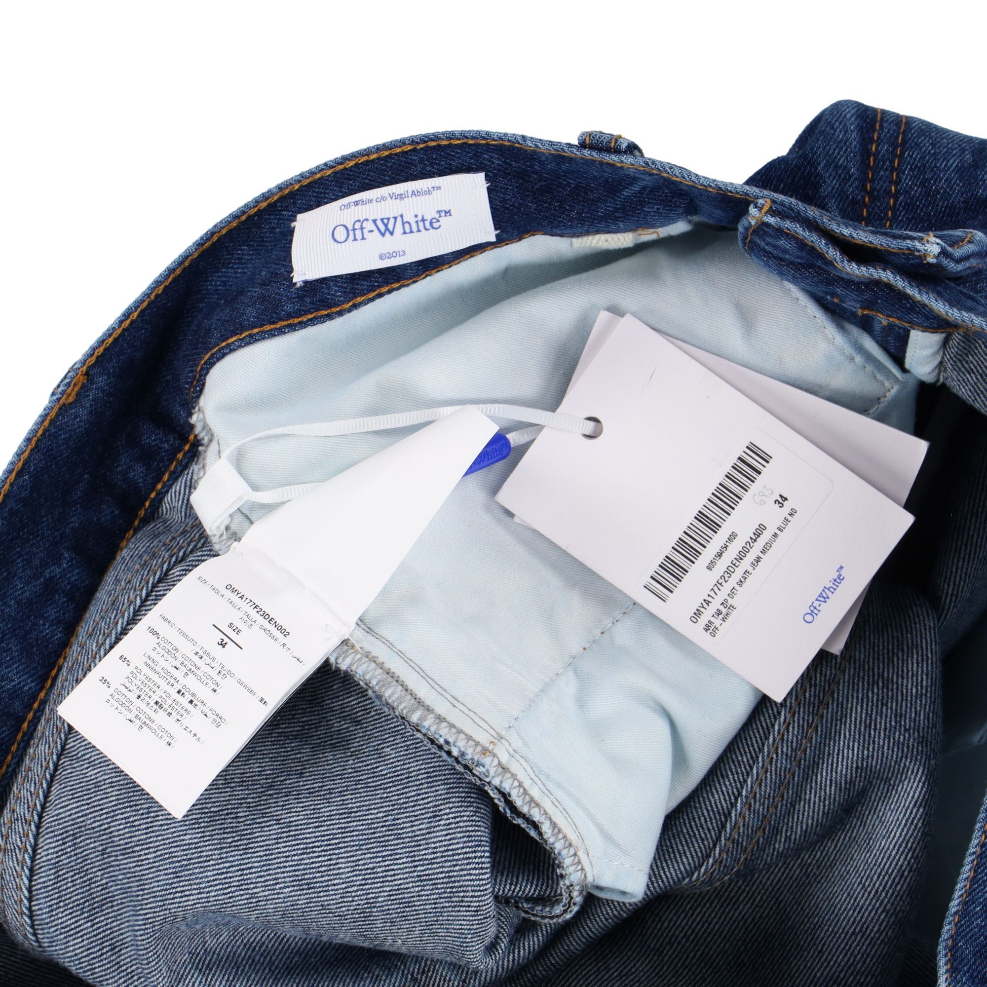 Off-White Blue Arrow Tab Skate Zip Straight-Leg jeans Size US 34 / EU 50 - 7 Thumbnail