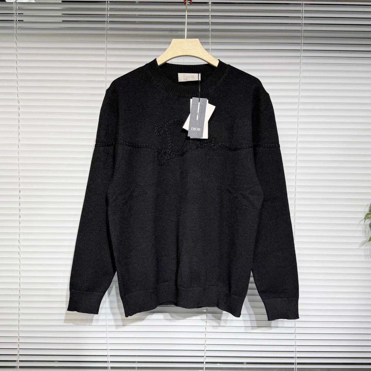 Dior DIOR wool sweater black macramé script logo ribbed M Size US M / EU 48-50 / 2 - 1 Thumbnail