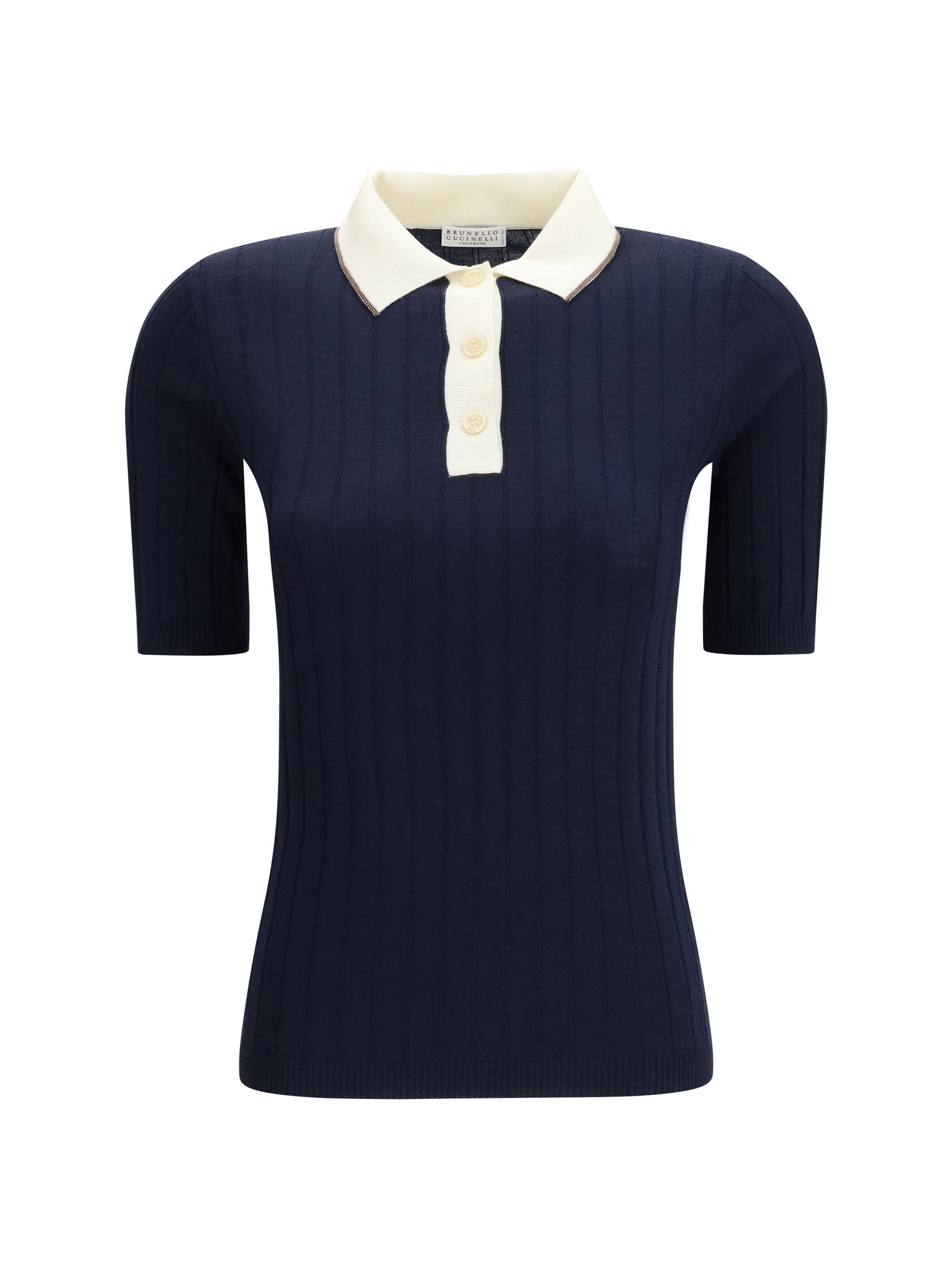 Brunello Cucinelli Short sleeve Polo in virgin wool and cashmere with accessory detail Size L / US 10 / IT 46 - 1 Thumbnail