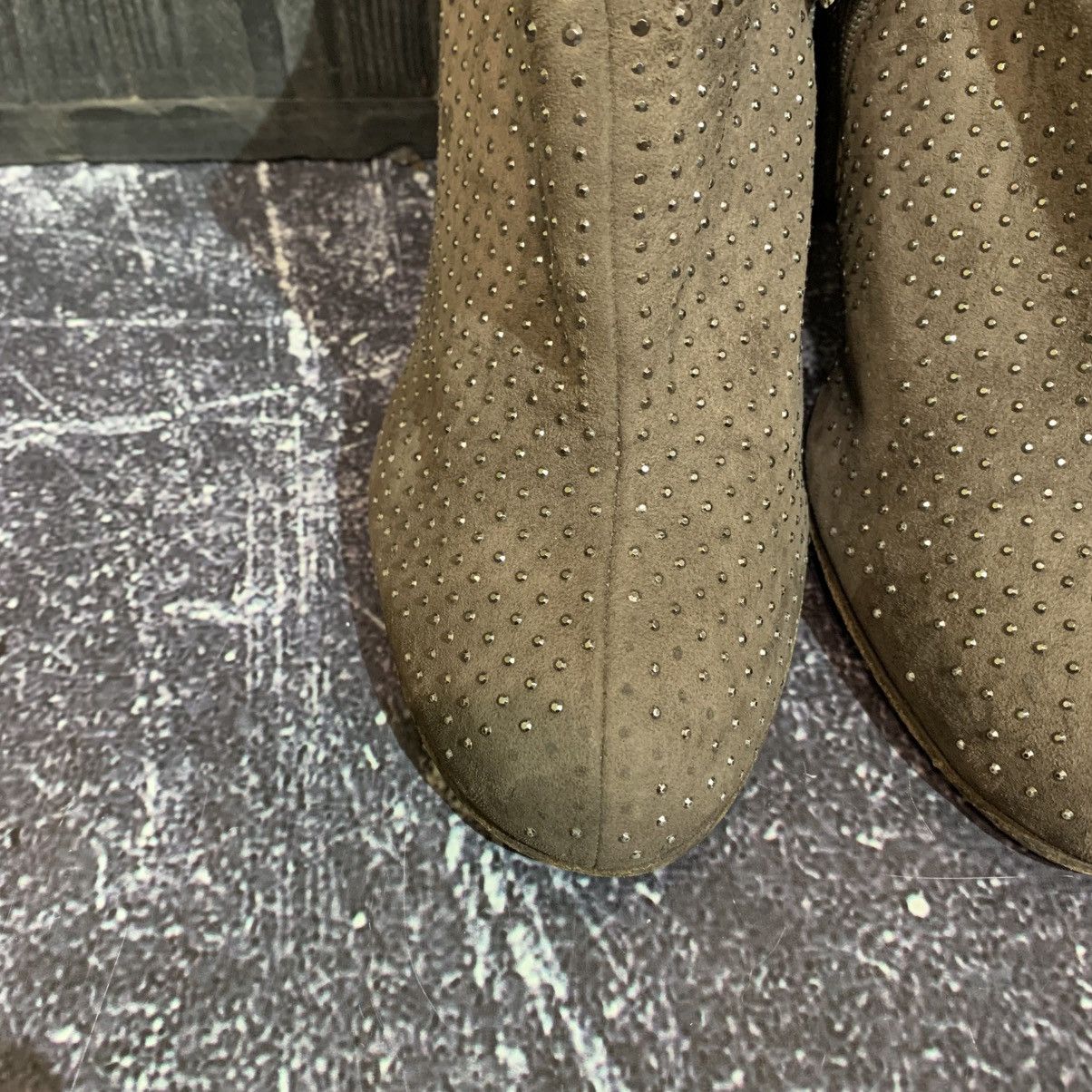 Prada PRADA Taupe Suede Studded Ankle Boots Heels Size 38.5 Size US 8.5 / IT 38.5 - 5 Thumbnail