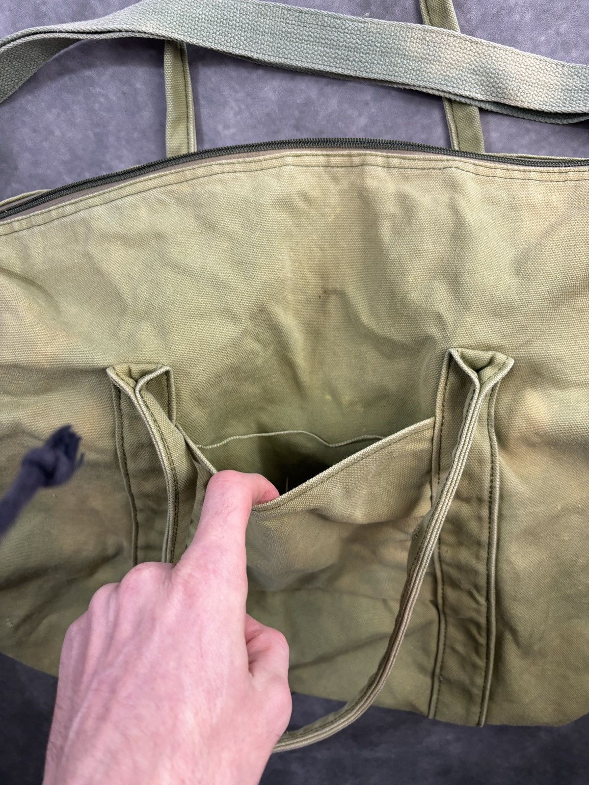 Vintage Vintage Military Duffle Bag Army Green Canvas Laundry Sling Size ONE SIZE - 13 Thumbnail