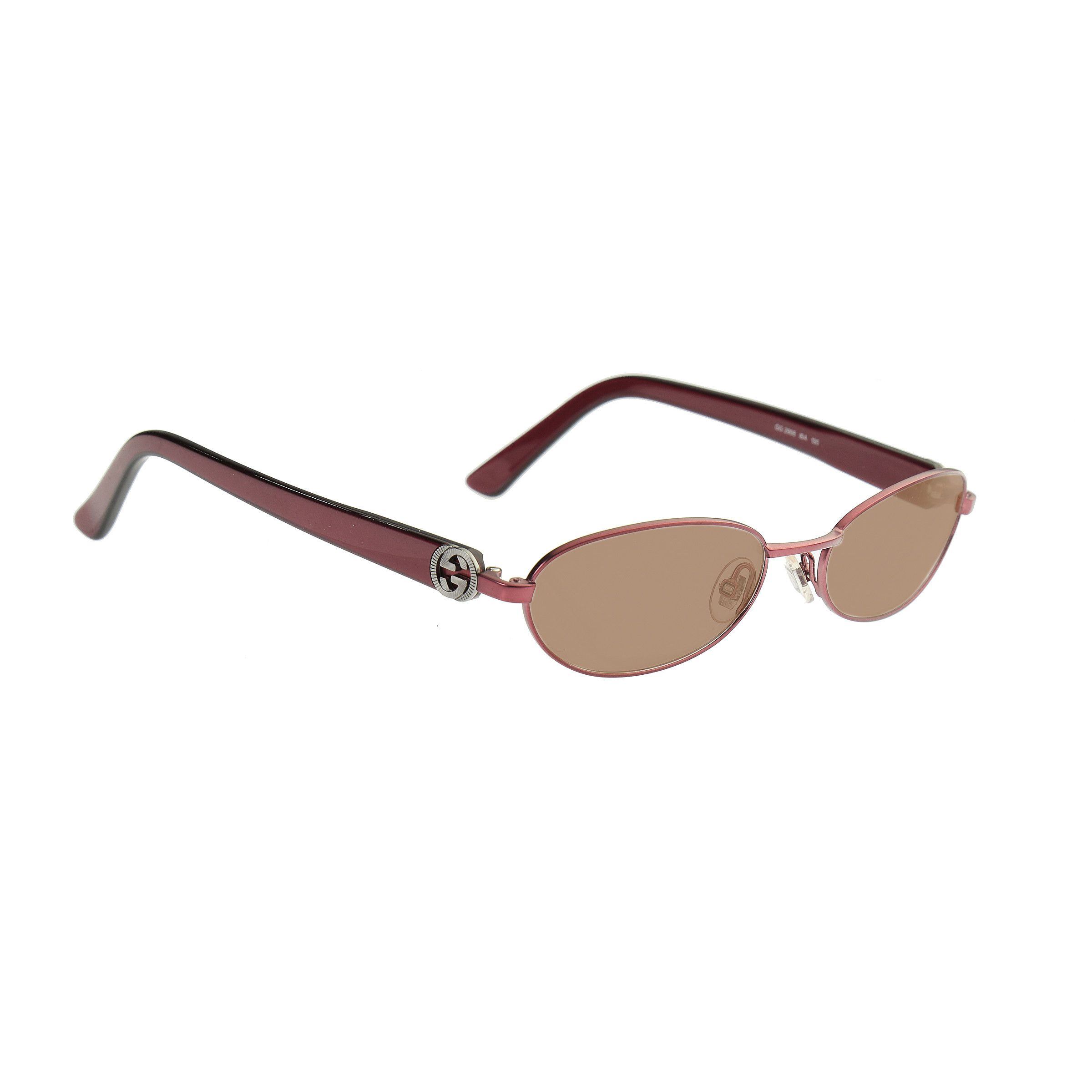 Gucci × Vintage Gucci '90s Silver Signature Cherry Red Sunglasses Brown Size ONE SIZE - 1 Thumbnail