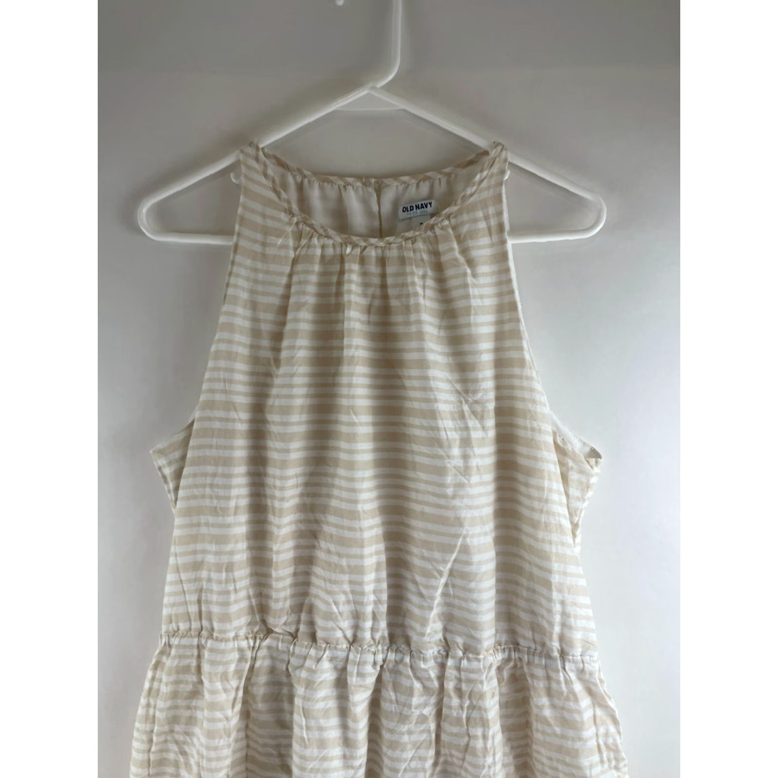 Old Navy Old Navy Dress Women's XL White Tan Sleeveless A-line Knee Length Boatneck Size XL / US 12-14 / IT 48-50 - 3 Thumbnail