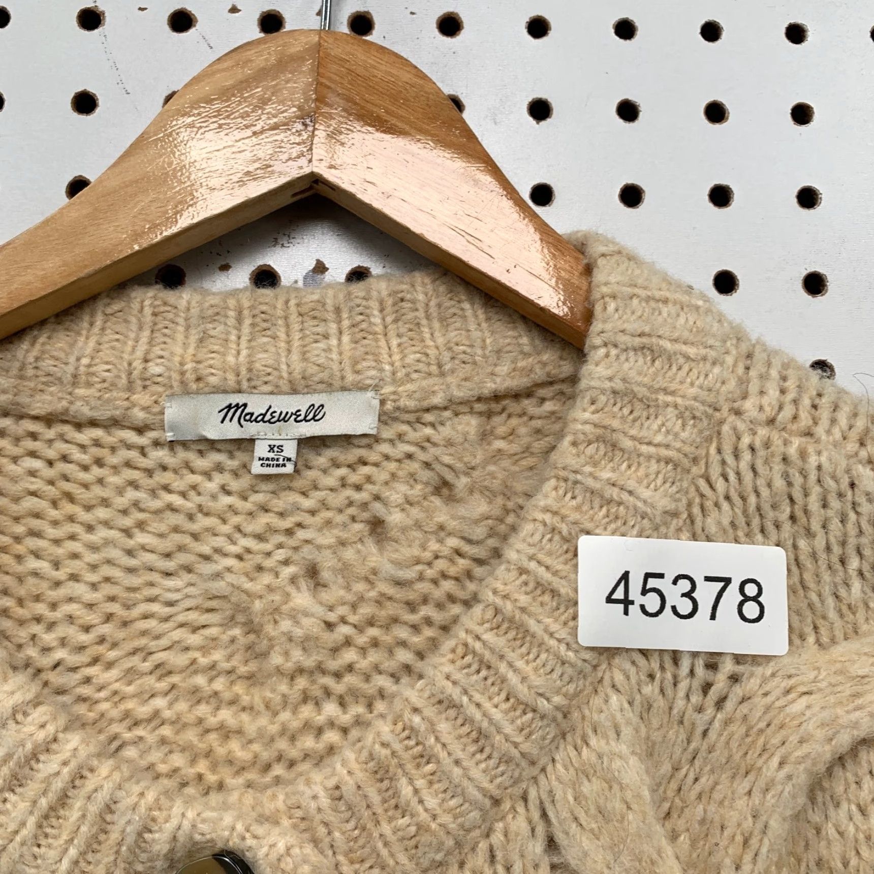 Madewell VINTAGE Madewell Wool Cardigan Sweater Womens XS Beige Cable Chunky Oversized Size XS / US 0-2 / IT 36-38 - 4 Thumbnail