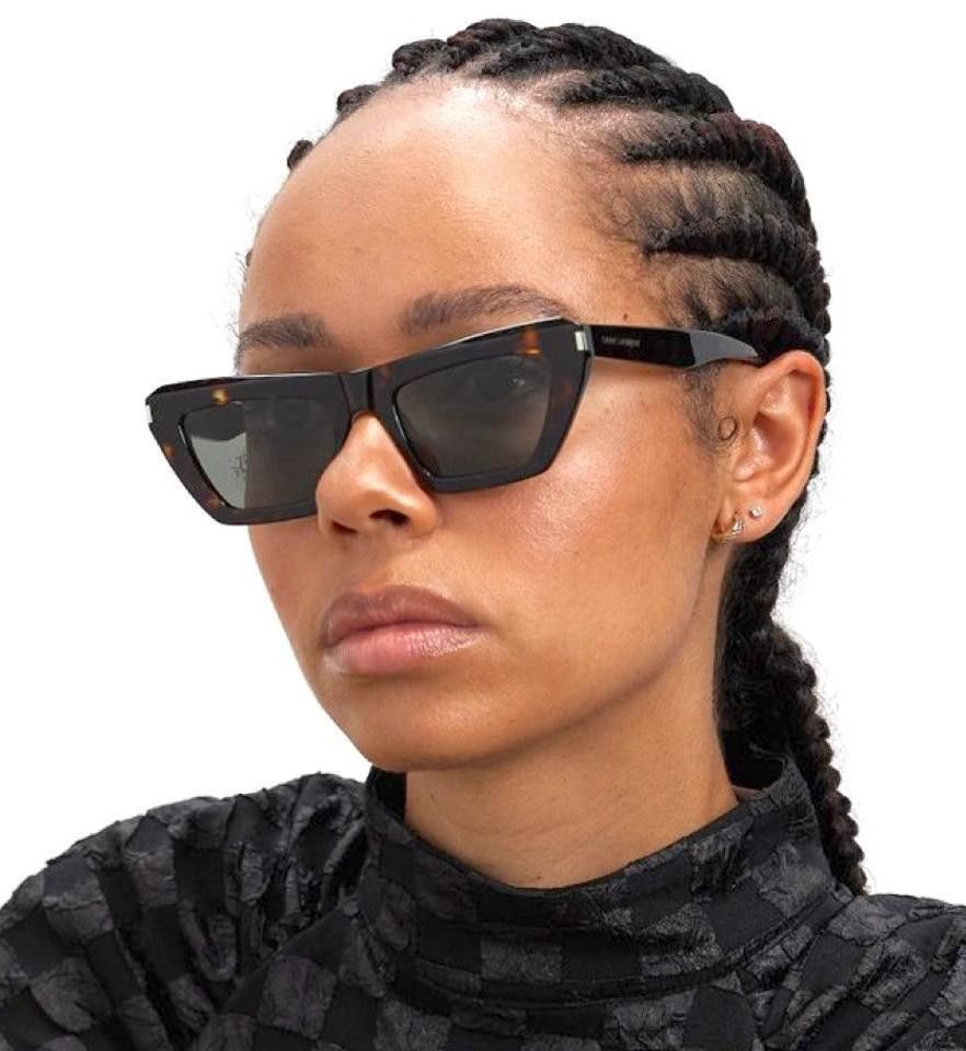image of YVES Saint Laurent New Saint Laurent Sl467 - 002 Sunglasses in Brown, Women's