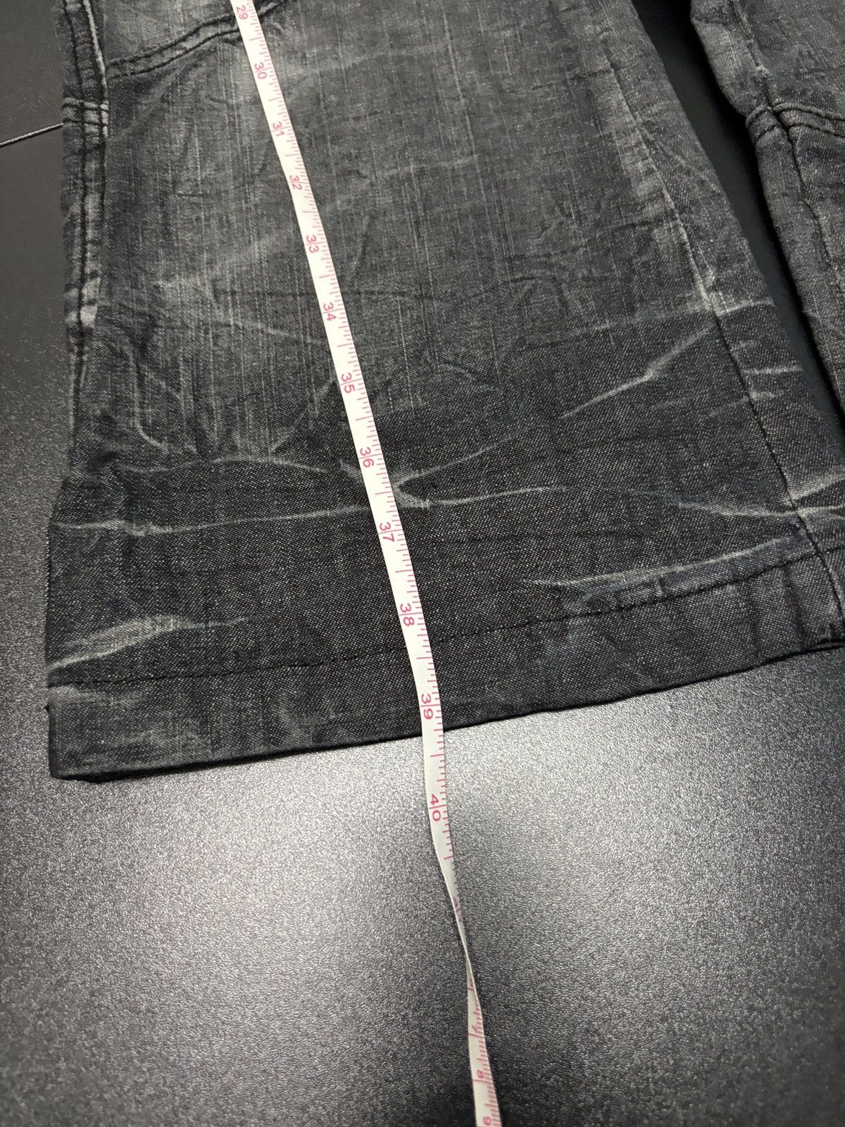 Japanese Brand Y2K Black Crown Distressed Wide Flare Pants Size 32" / US 10 / IT 46 - 15 Thumbnail