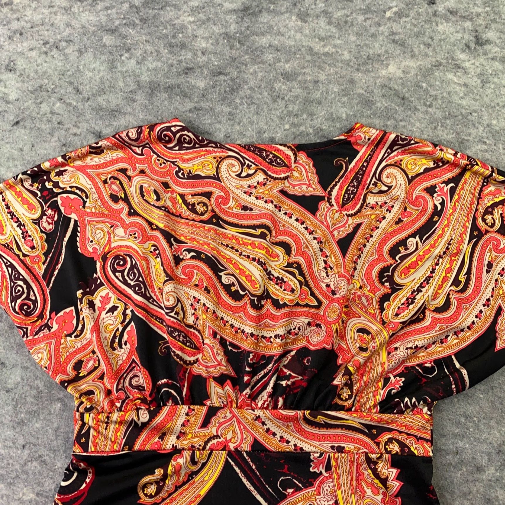 Vintage International Concepts Womens Shirt Top XS Orange V Neck Paisley Flowy Size XS / US 0-2 / IT 36-38 - 7 Thumbnail