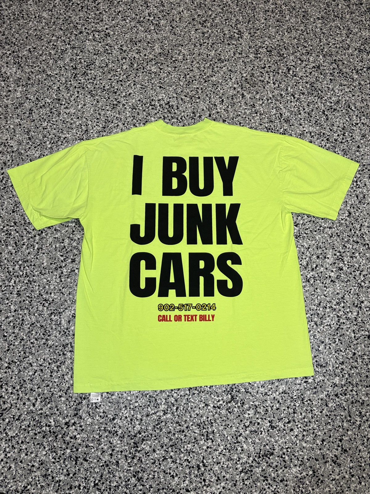 Billy Hill 2021 Billy Hill “I Buy Junk Cars” Neon Green Shirt Size XL Size US XL / EU 56 / 4 - 1 Thumbnail