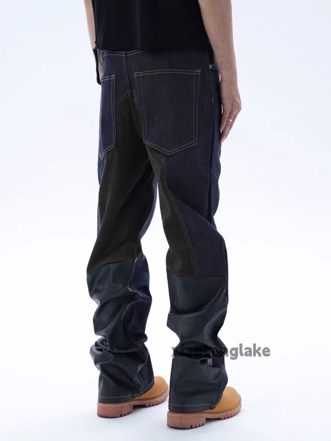 【Jean Fn】 Jean zx kapital junyawatanabe style patchwork punk zipper jeans