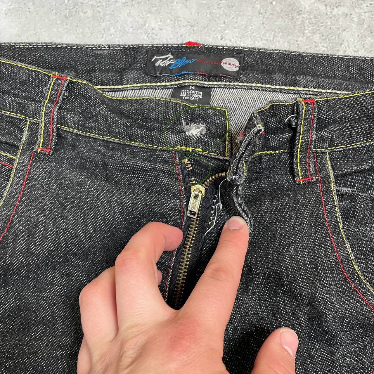 Japanese Brand × Vintage Vintage 2000s Raw Blue Rap Hip Hop Jeans Gray Size 34 Size US 34 / EU 50 - 8 Thumbnail