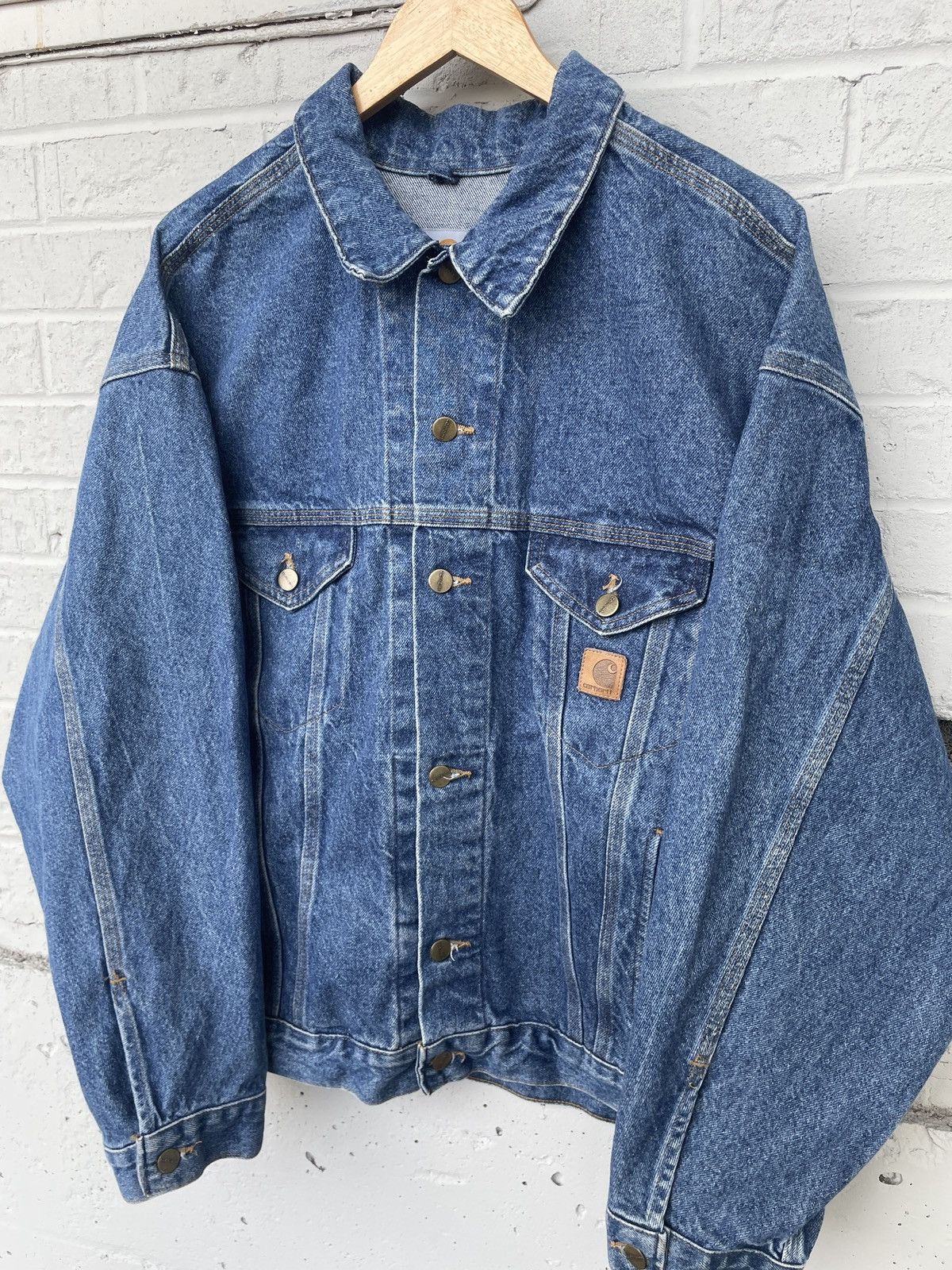 Carhartt VTG Carhartt Denim Trucker Jacket Size US XL / EU 56 / 4 - 2 Thumbnail