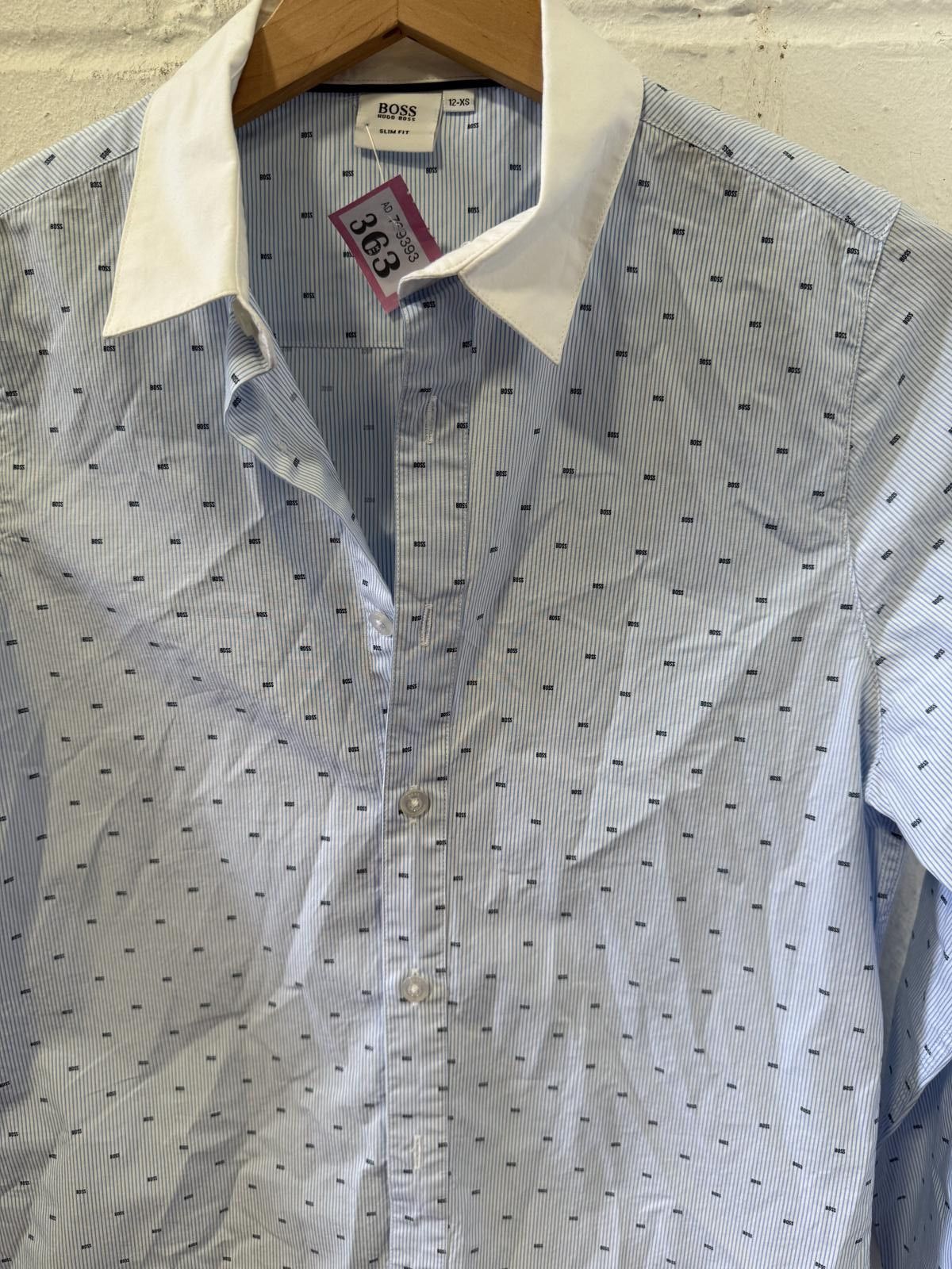Hugo Boss BOSS Blue Patterned Shirt with White Collar Size US XS / EU 42 / 0 - 3 Thumbnail