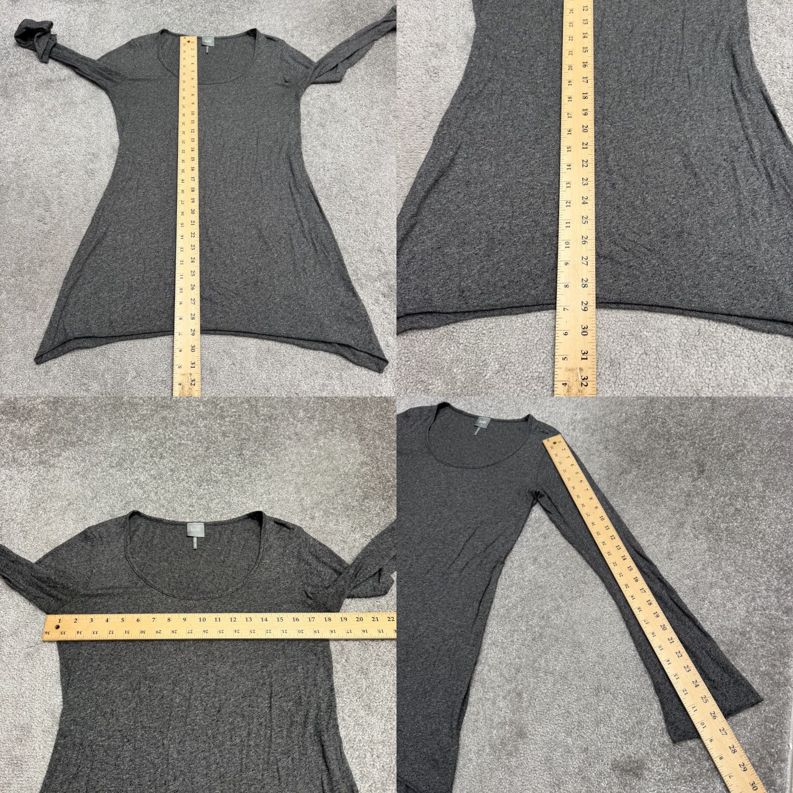 Vintage Bobi Blouse Womens Tunic Long Sleeve Gray Knit 100% Cotton Bell Sleeve Scoop Neck Casual Shirt Large Size L / US 10 / IT 46 - 8 Thumbnail