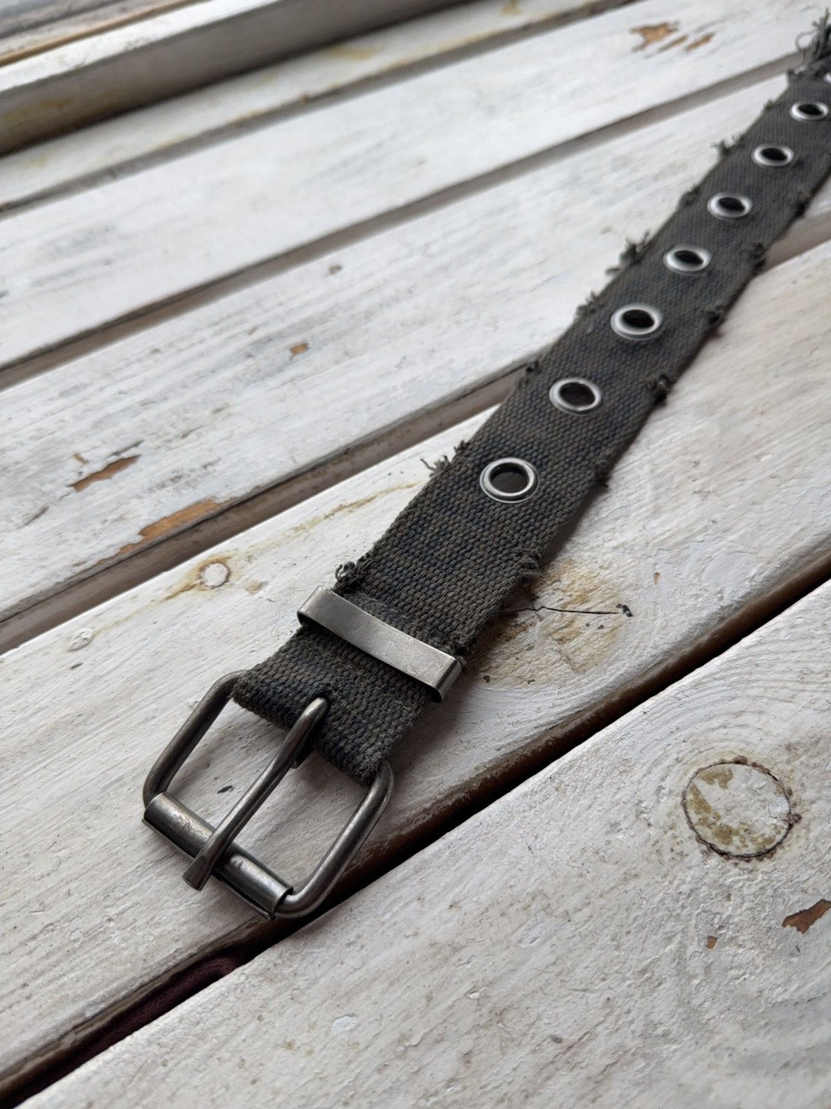 Japanese Brand Vintage Y2K 00s Punk Grunge Grommet Cotton Belt Distressed Size ONE SIZE - 4 Thumbnail