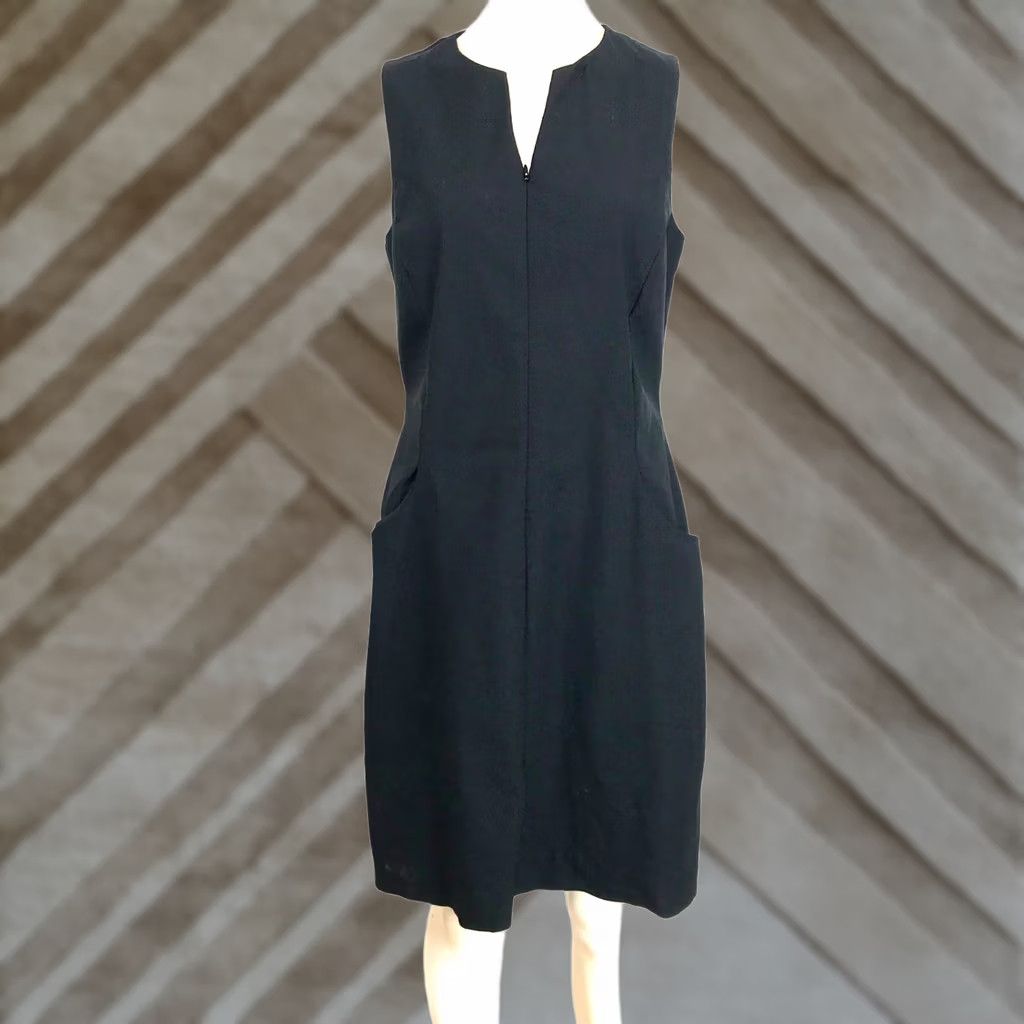 J.McLaughlin J. McLaughlin WOMEN'S 8 BLACK SLEEVELESS V-NECK RAYON DRESS Size M / US 6-8 / IT 42-44 - 1 Thumbnail