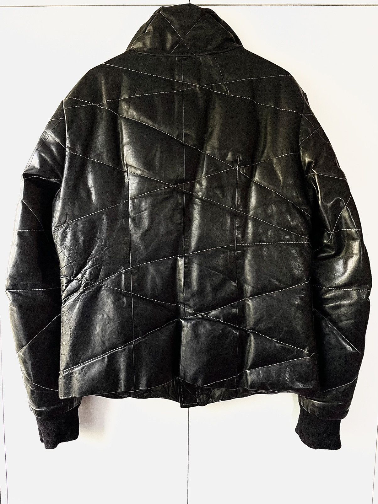 10sei0otto 10Sei0otto Black Guidi Leather Overlock Puffer Down Jacket Size US XL / EU 56 / 4 - 3 Thumbnail