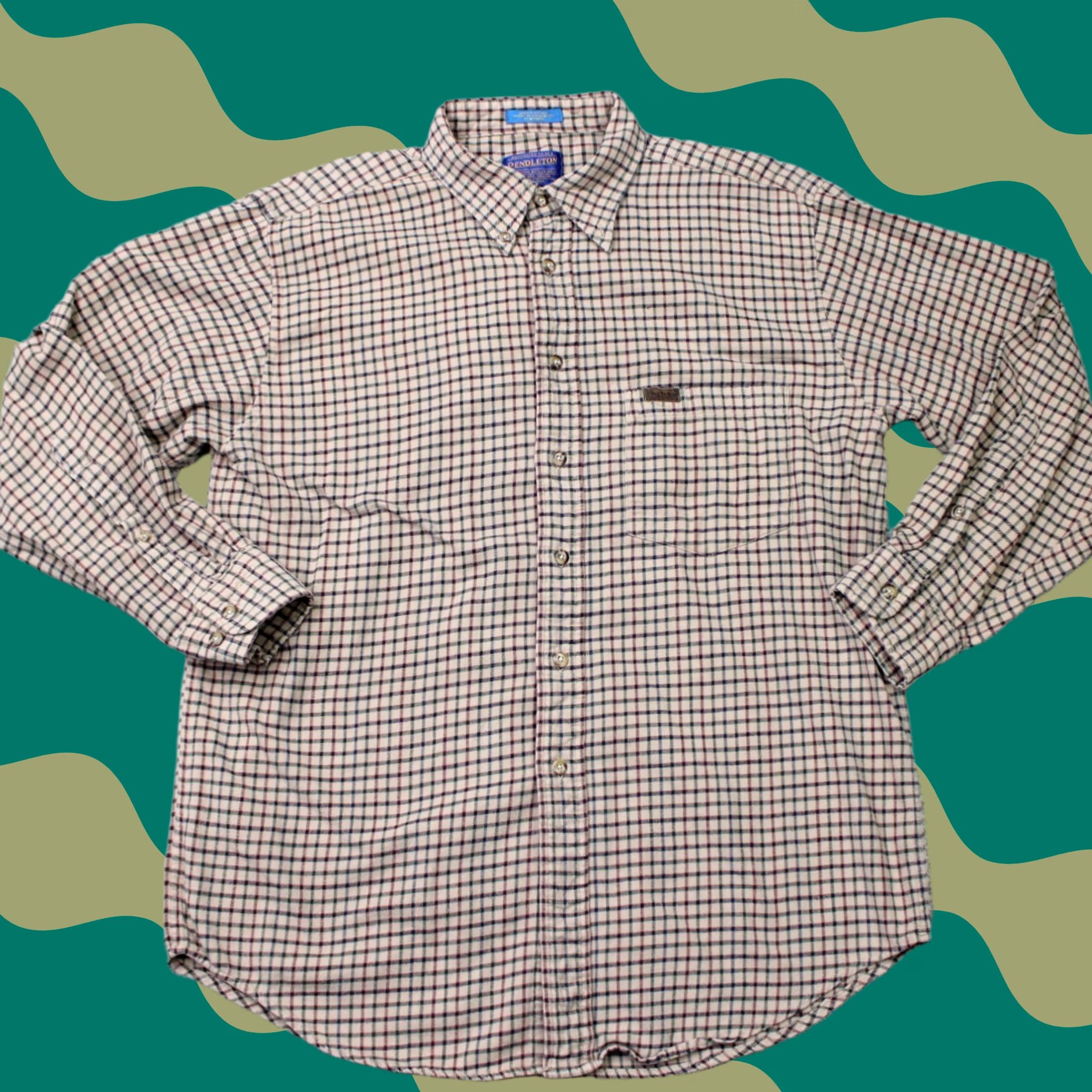 Pendleton Pendleton Shirt Mens Large Brown/Green Plaid Flannel 100% Cotton Long Sleeve Button-Up Size US L / EU 52-54 / 3 - 1 Thumbnail