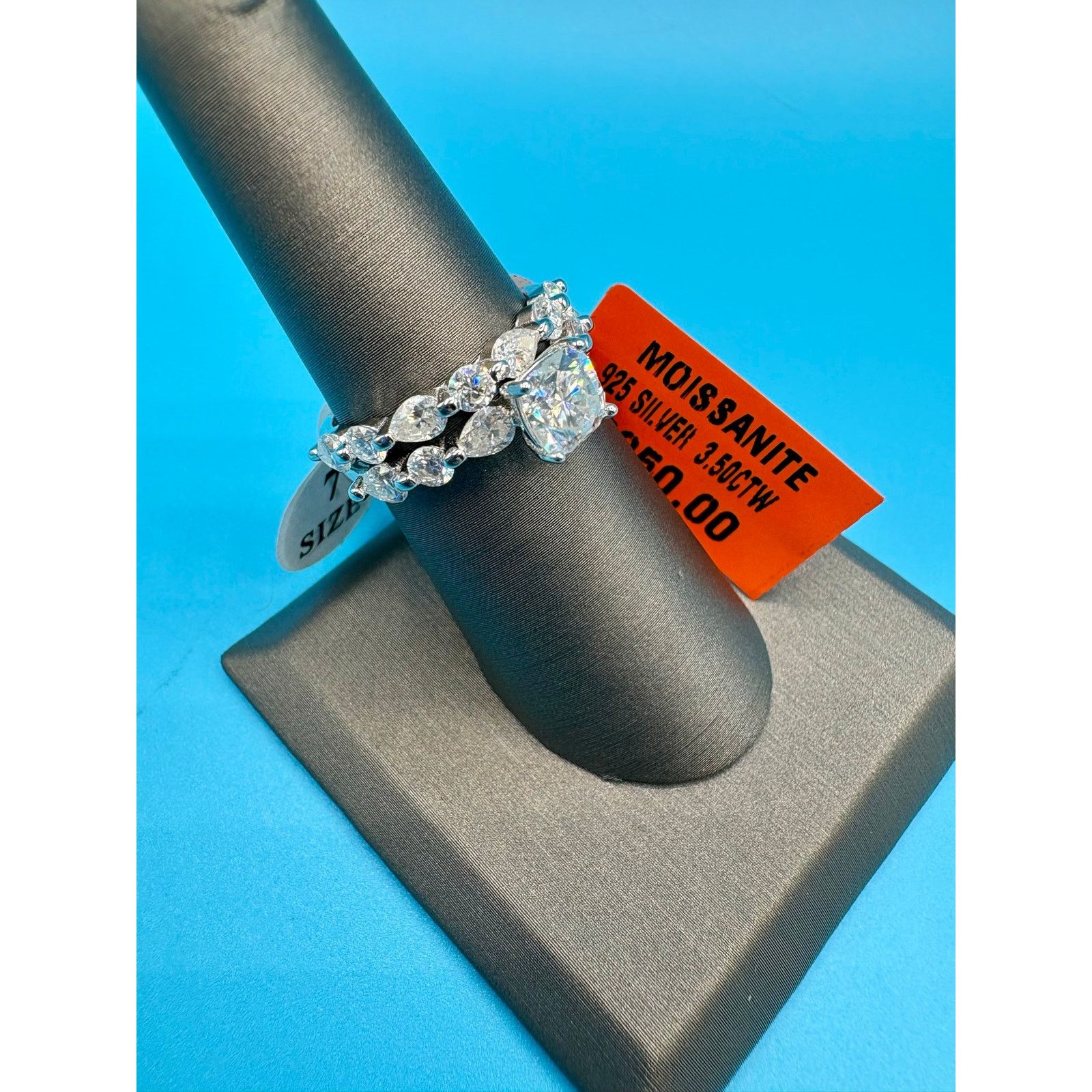 Jewelry Stunning 3.5CTW Moissanite Sterling Silver Ring Set - Size 7 Size ONE SIZE - 1 Thumbnail