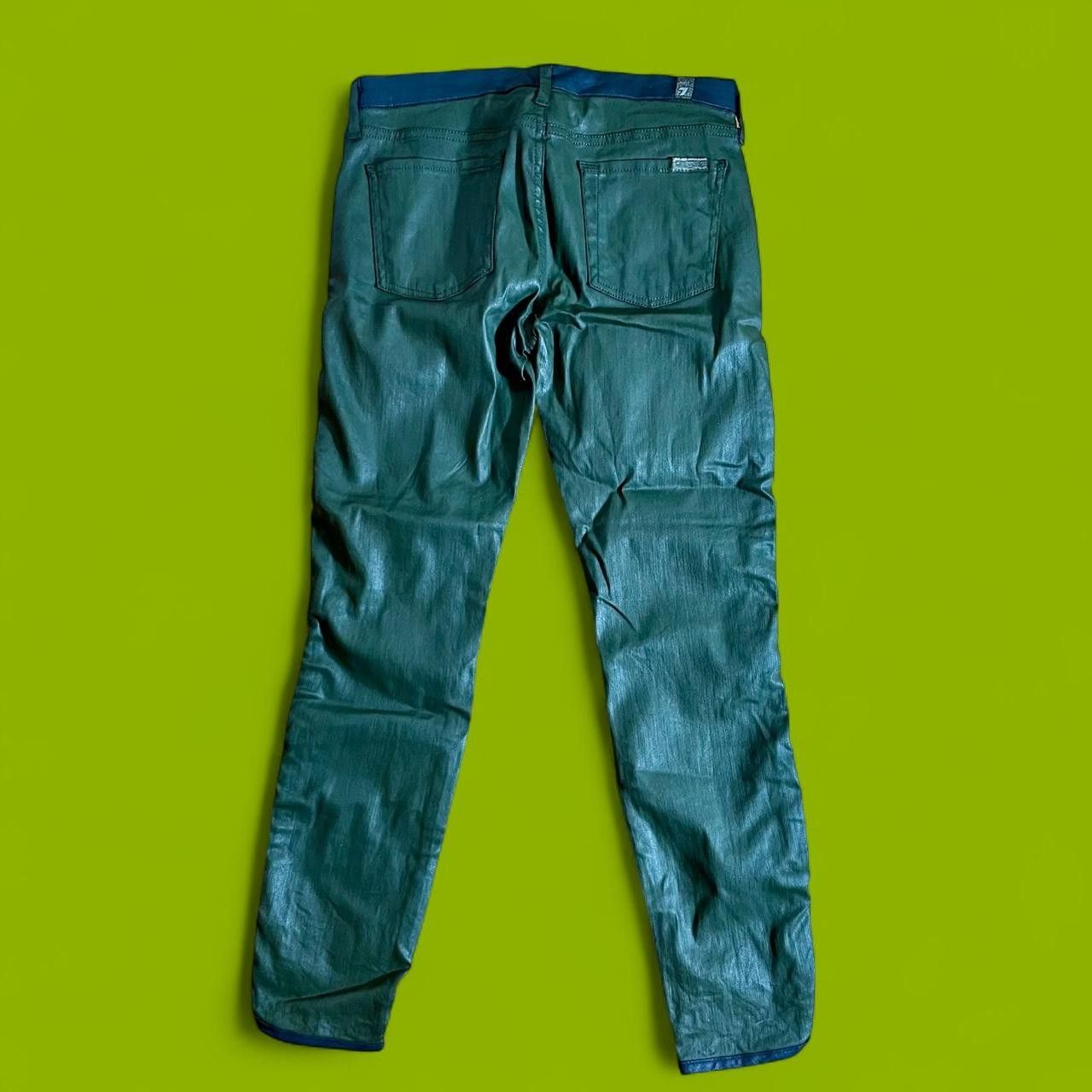 Seven 7 Seven7 For All Mankind Green Coated Jeans - Size 26 Size 26" / US 2 / IT 38 - 2 Thumbnail
