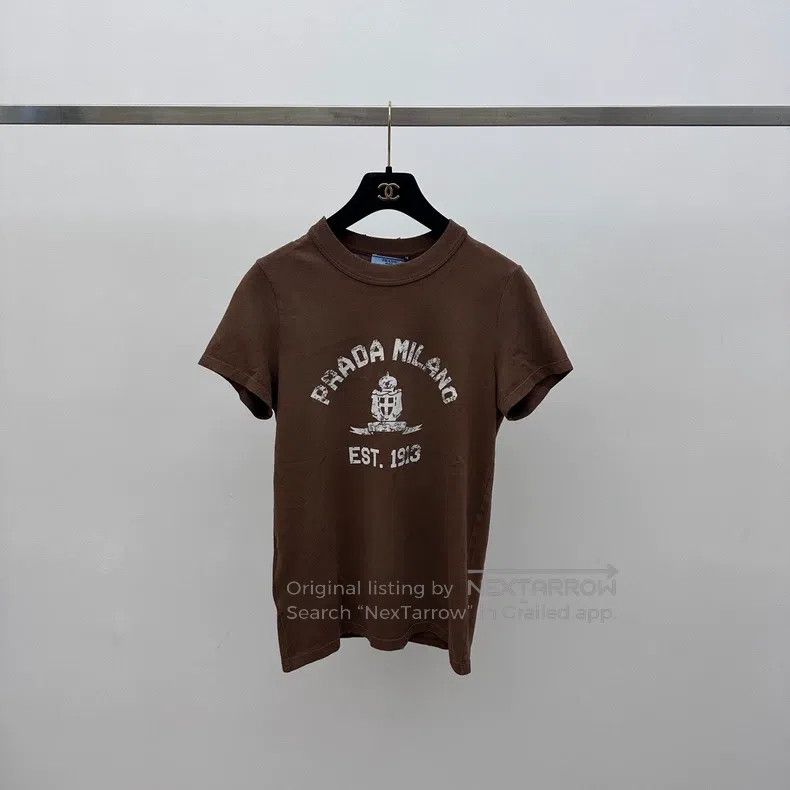 Prada Prada Brown old printed T-shirt Size M / US 6-8 / IT 42-44 - 2 Thumbnail