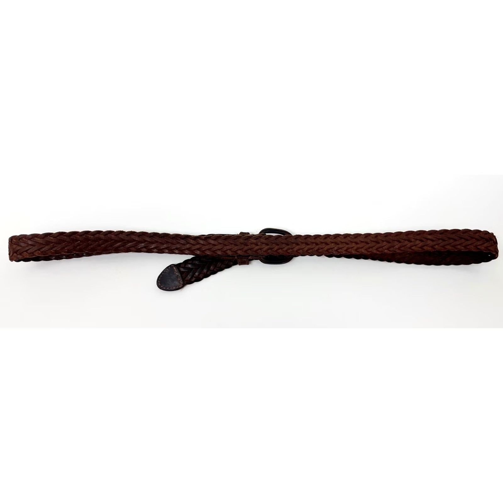 Vintage Unbranded Distressed Brown Leather Belt 38 Men Braided/Woven Adjustable Heavy Patina 80s 90s Grunge Style Size 38 - 5 Thumbnail