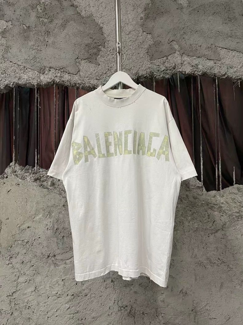 Balenciaga Balenciaga White Yellow Letter Short Sleeve Shirt-2505 Size US XXS / EU 40 - 2 Thumbnail