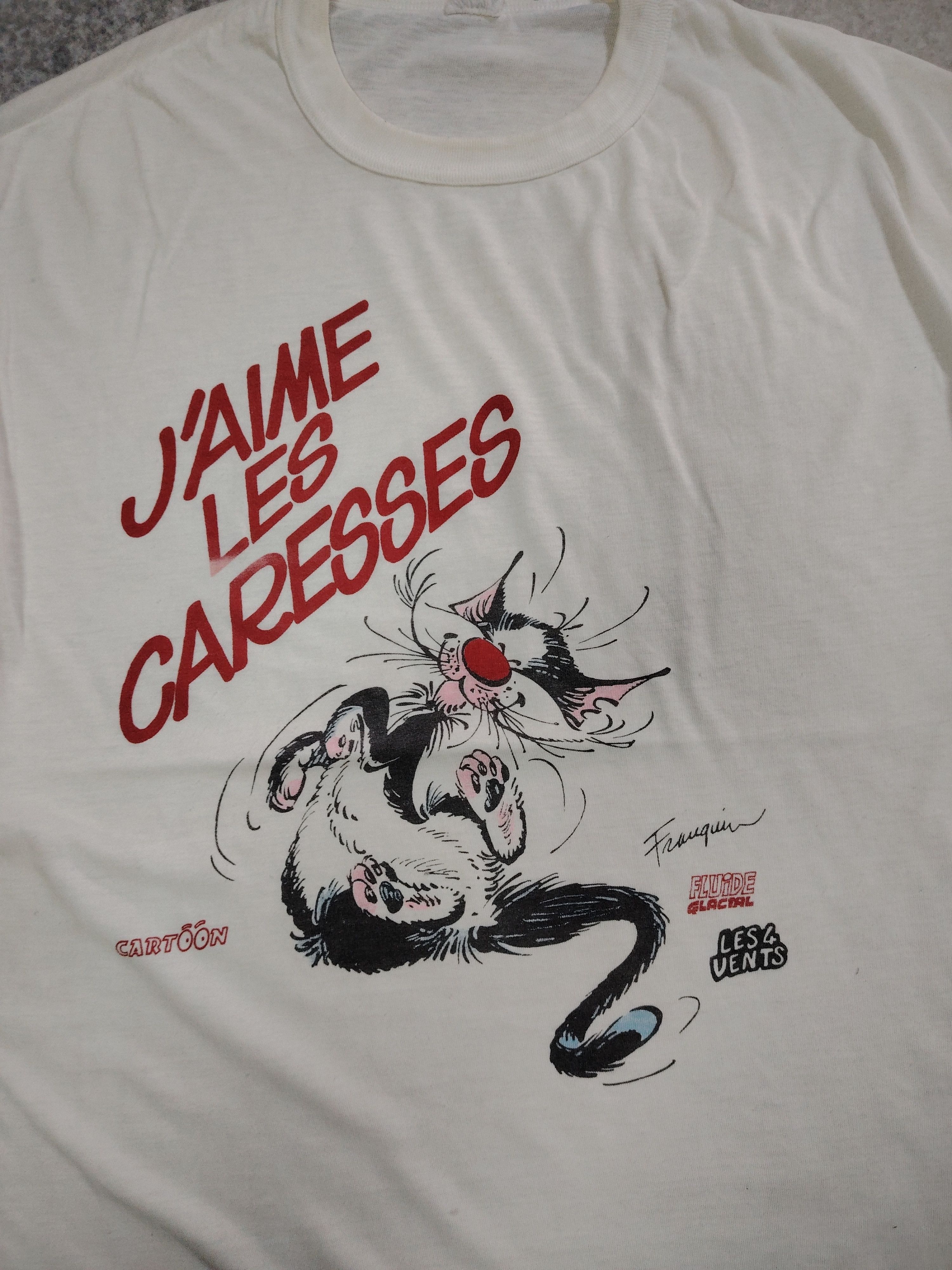Cartoon Network × Vintage Vintage 80s Andre Franquin Single Stich Cat T Shirt Size US L / EU 52-54 / 3 - 2 Thumbnail
