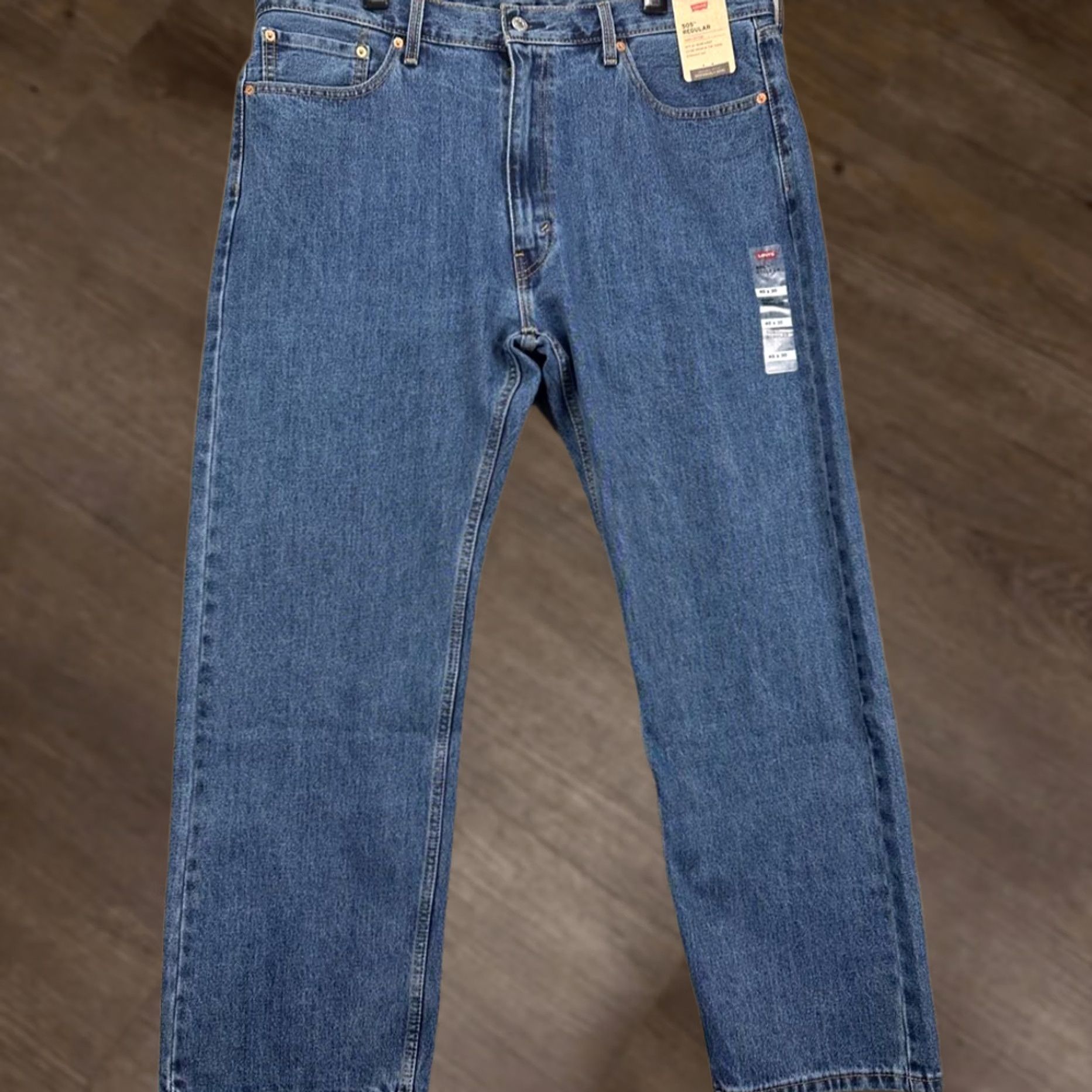 Levi's Levis 505 Jeans Mens 40X30 Blue Denim Regular Straight Leg 5 Pocket Cotton Button NWT Size US 40 / EU 56 - 1 Thumbnail